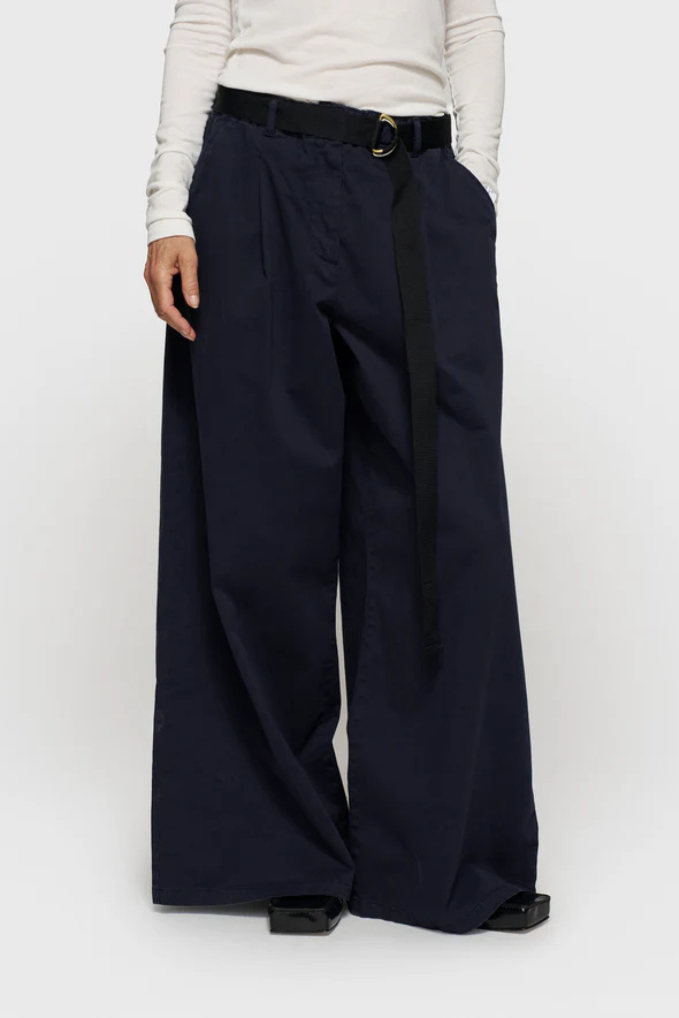 WIDE PANTS TWILL - DARK NAVY