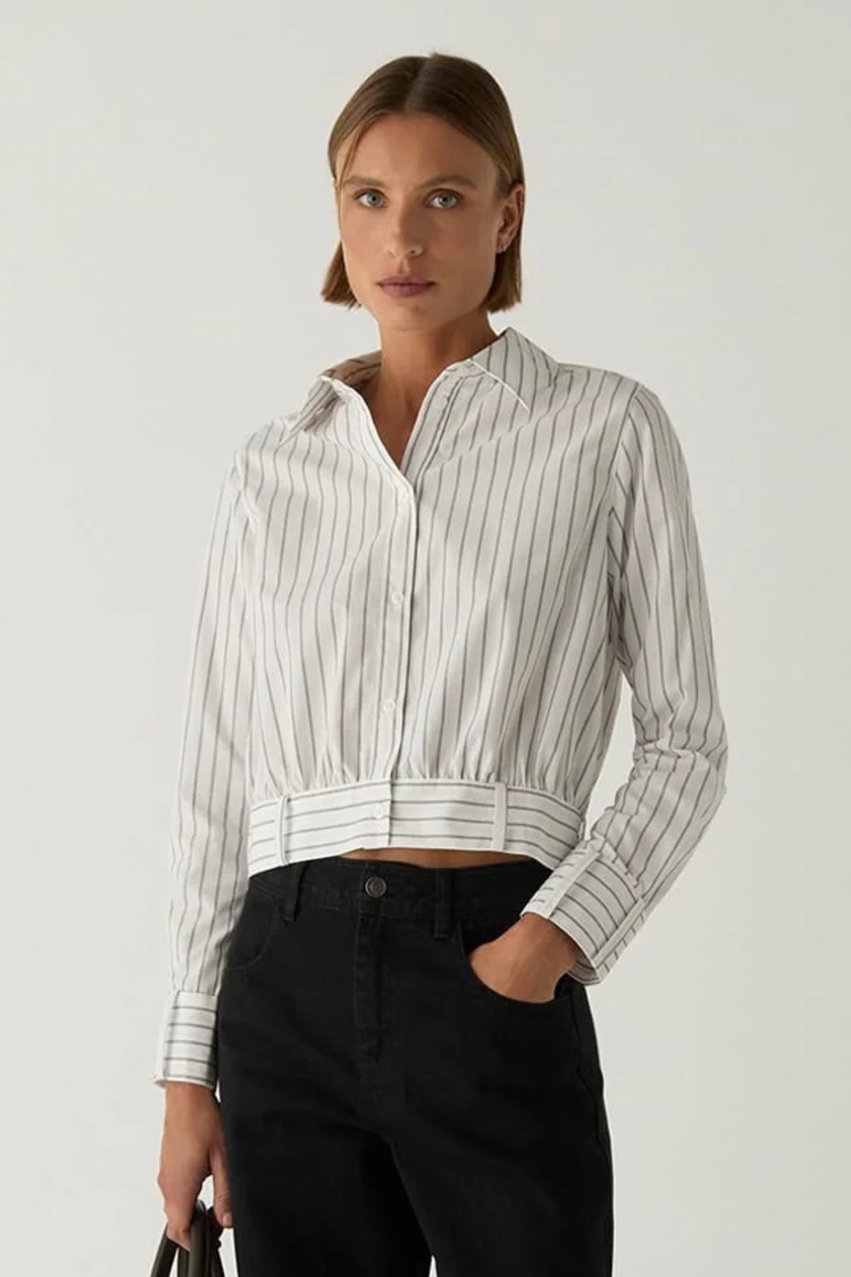RYKA STRIPED SHIRT - WHITE