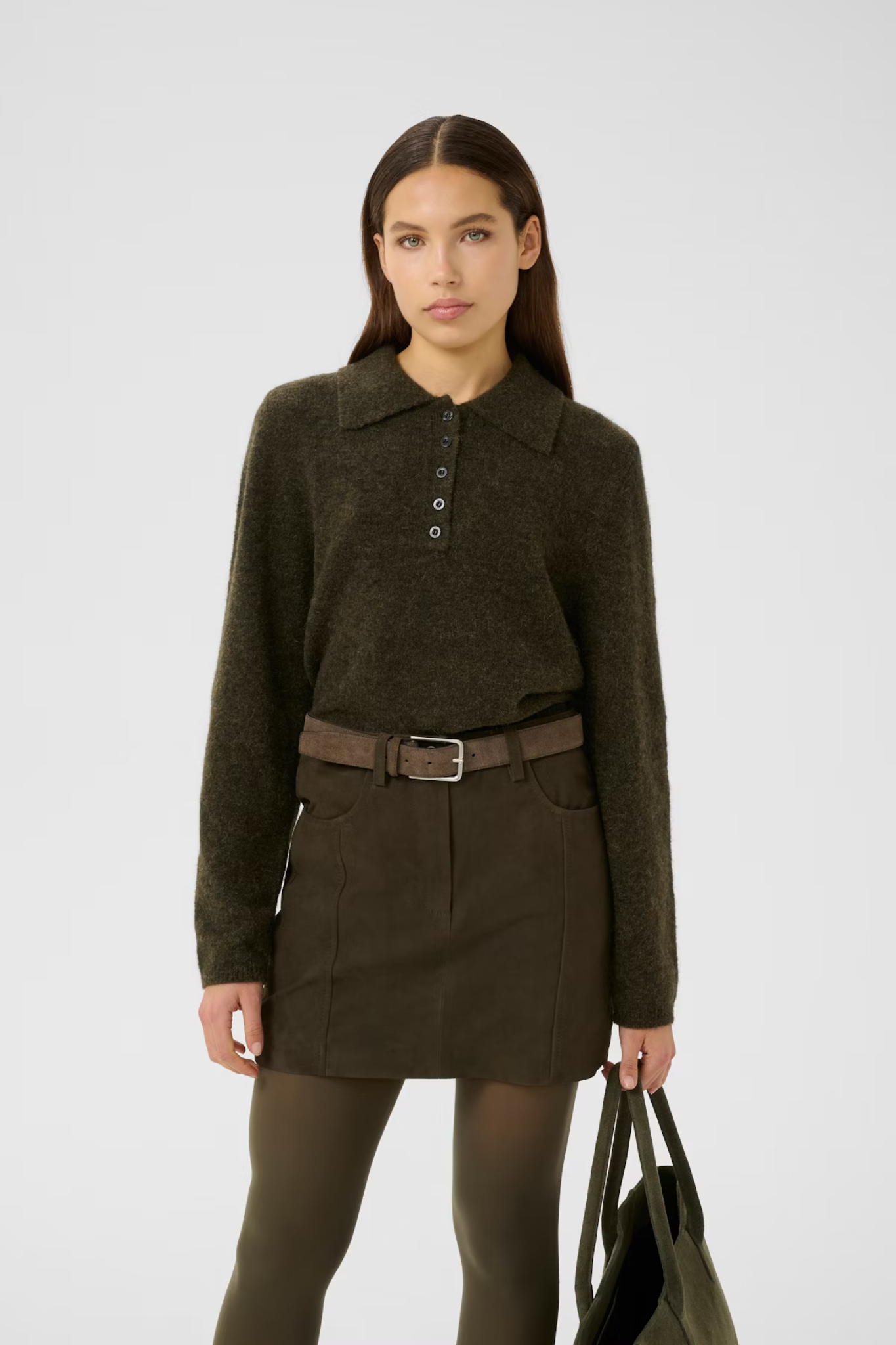 ALPHA POLO PULLOVER - OLIVE MÉLANGE