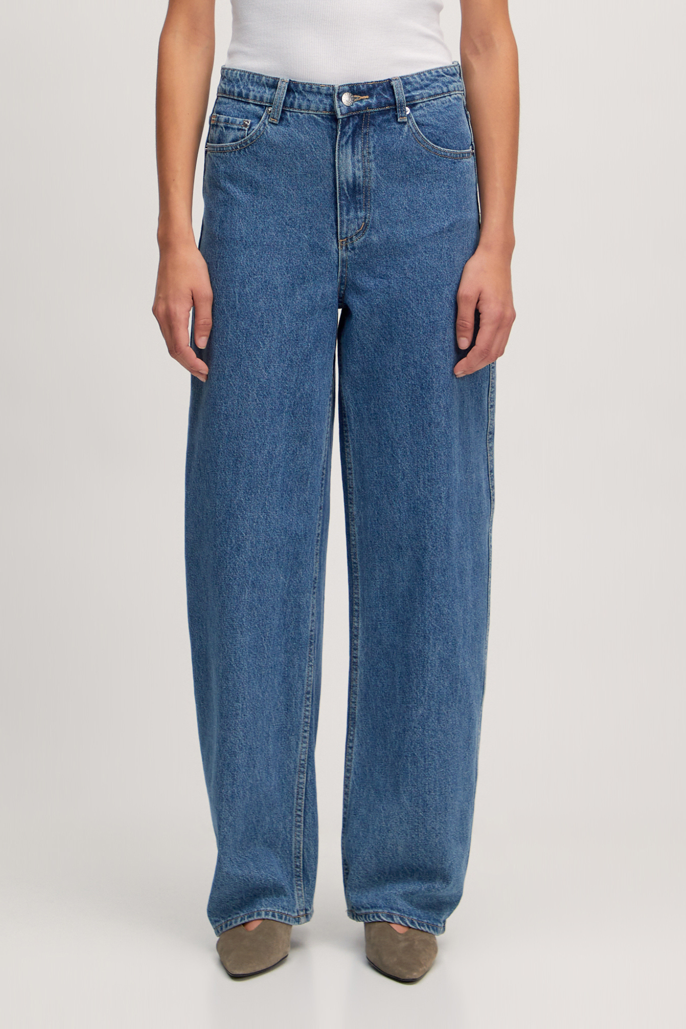 THEODORA DENIM PANTS - MID BLUE