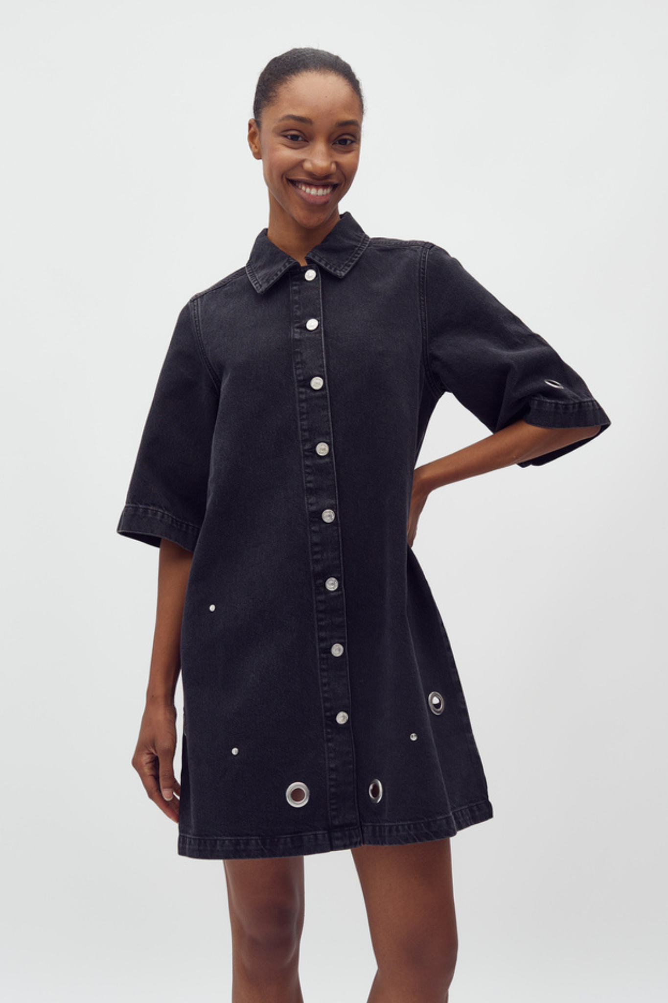 CALAMYA DRESS - BLACK MIDNIGHT WASH