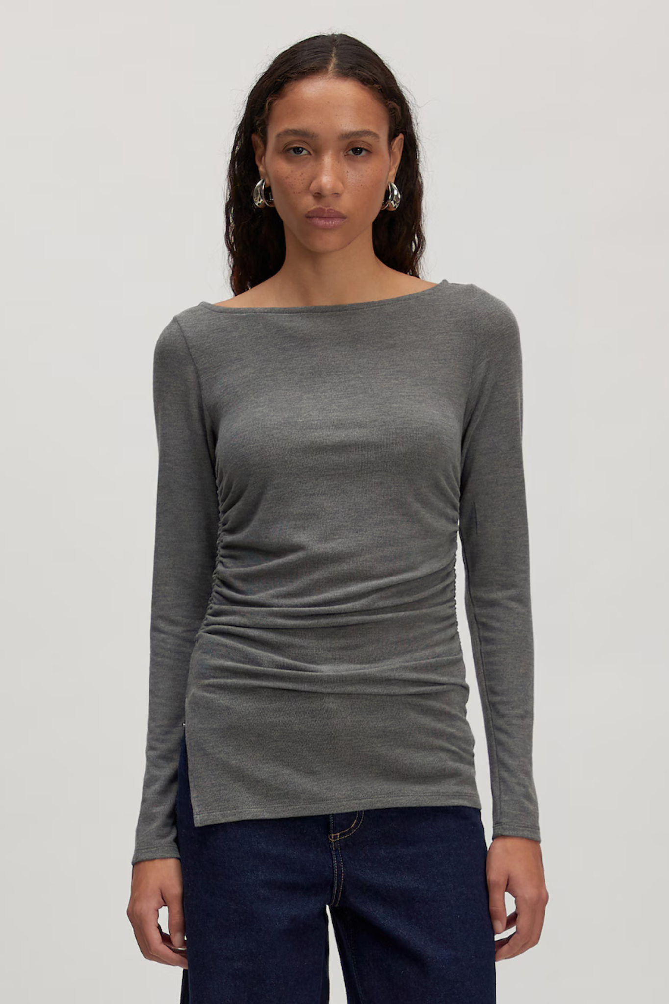 IMELDA LONGSLEEVE TOP - DARK GREY MELANGE