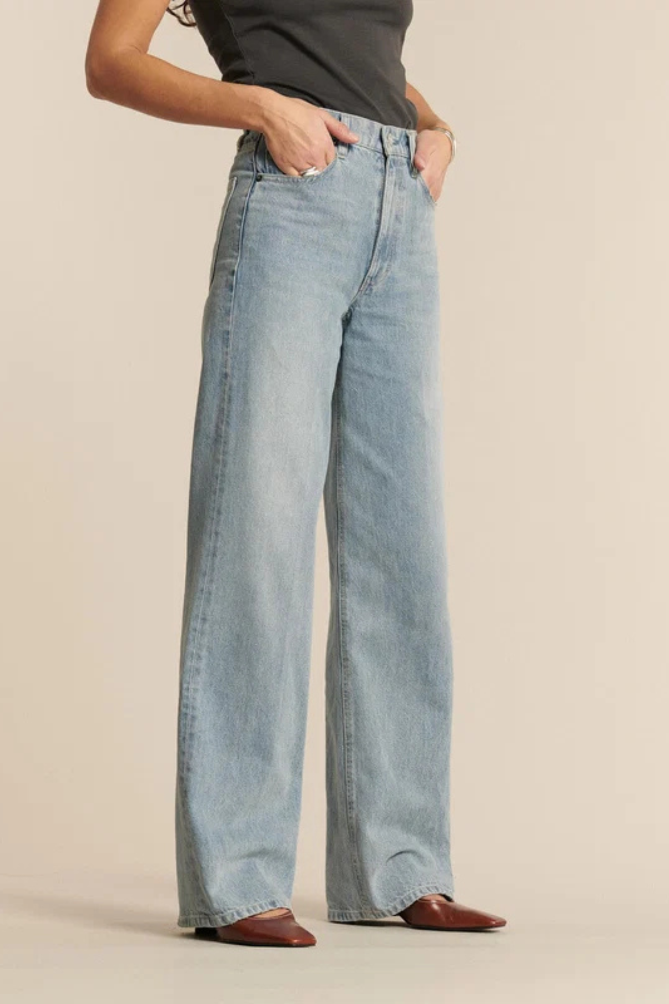 SULLY LONG DENIM JEANS - STONE BEACH
