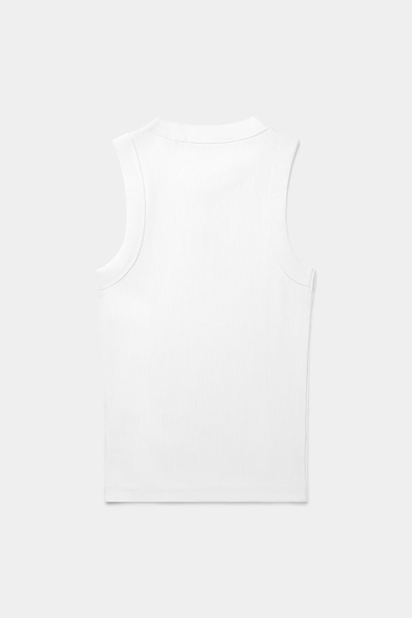 Daily Paper white rib tank top with logo in black. Back flatlay view