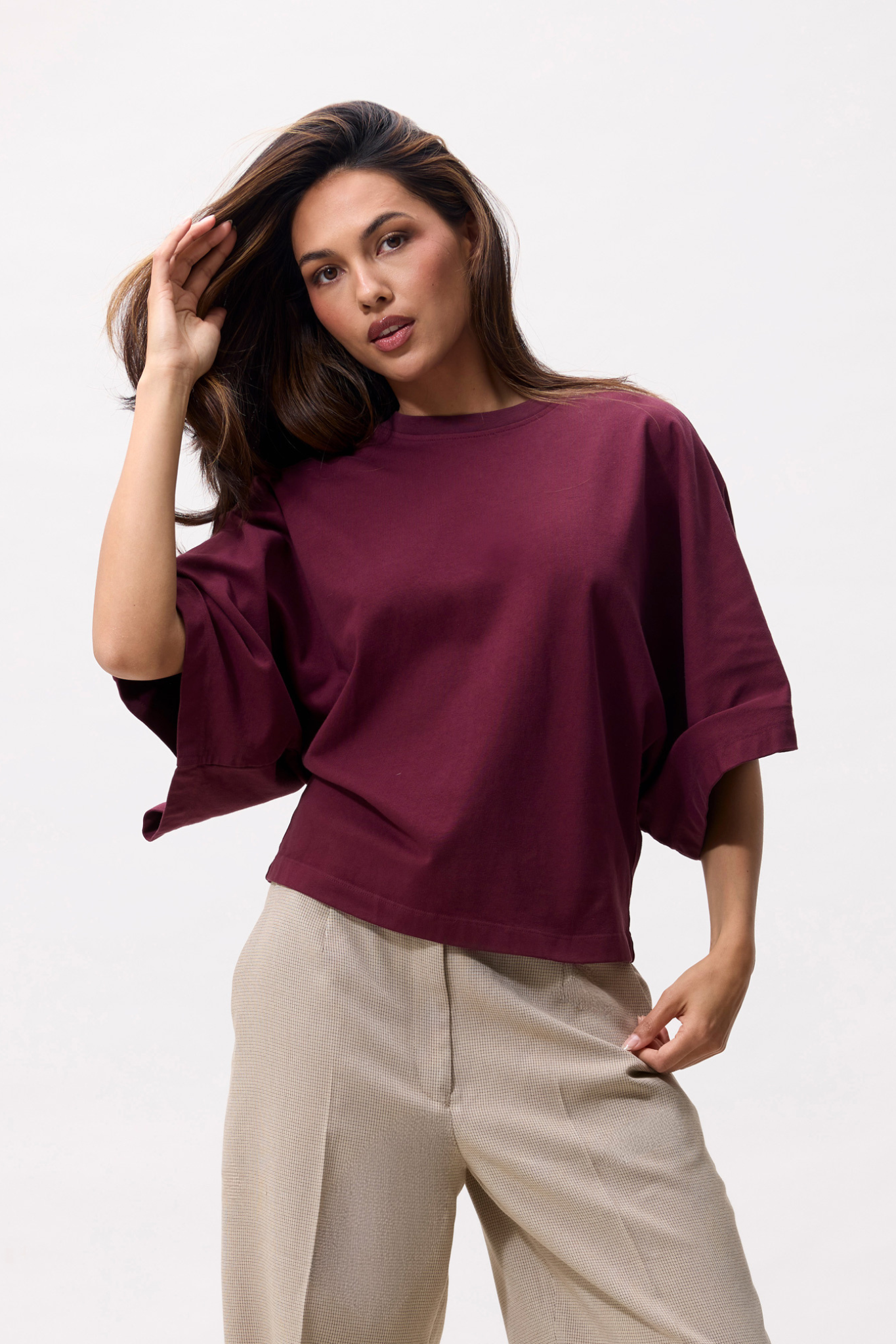 BATSLEEVE T-SHIRT - MERLOT