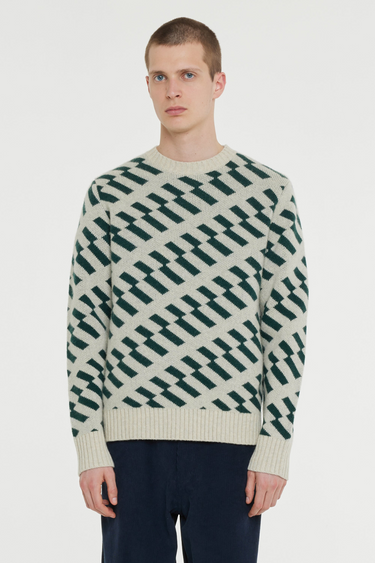 SKI ROUNDTOP KNITWEAR - ECRU/GREEN