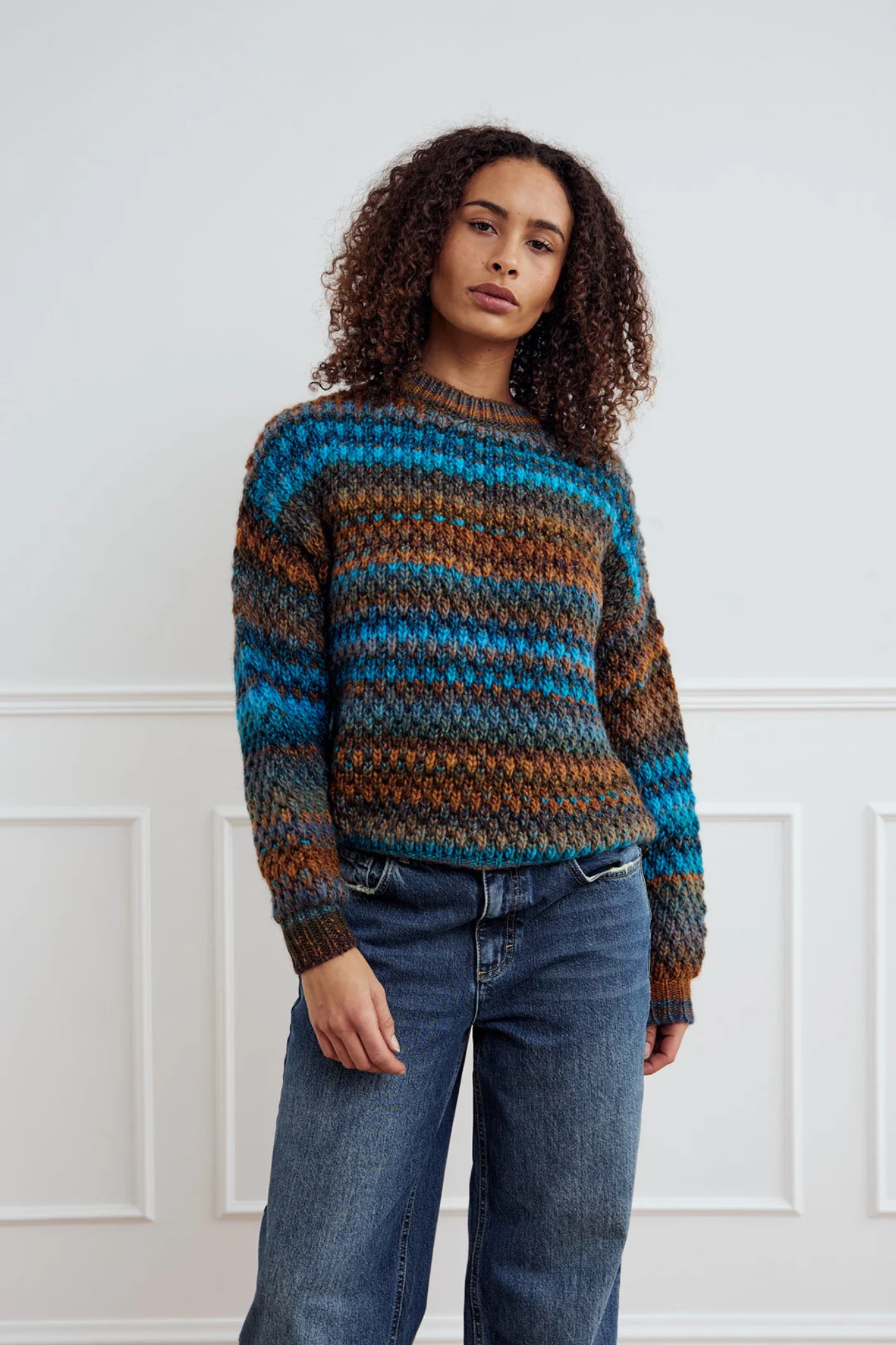 GIO KNIT SWEATER - BROWN GREY MIX