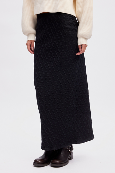 ROZERIN LONG SKIRT - DARK BLACK WASH