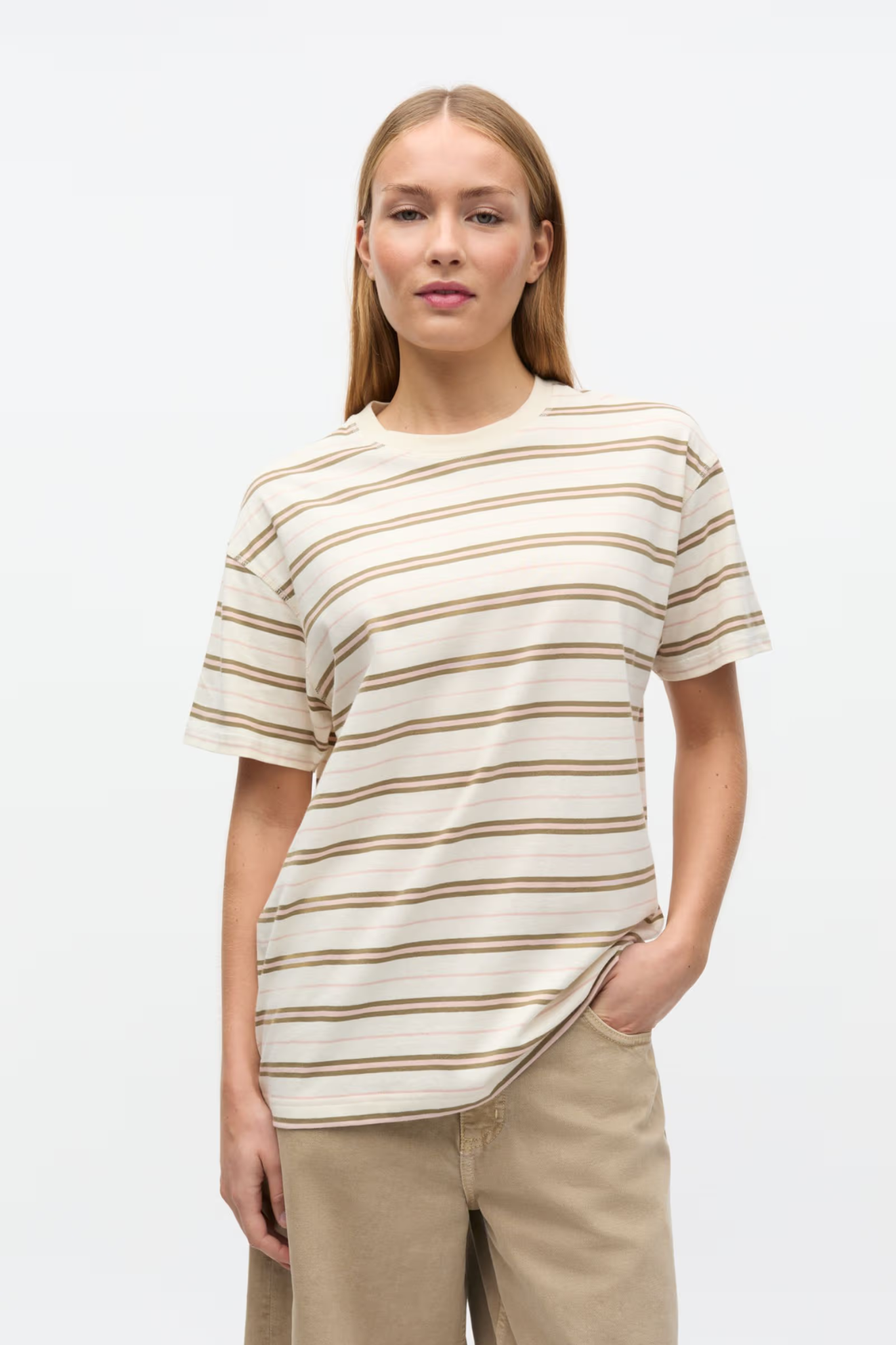 KULLA SS STRIPE T-SHIRT - ROSE CREAM STRIPE