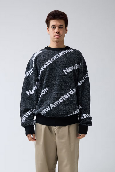 NAME KNIT AOP - BLACK/WHITE