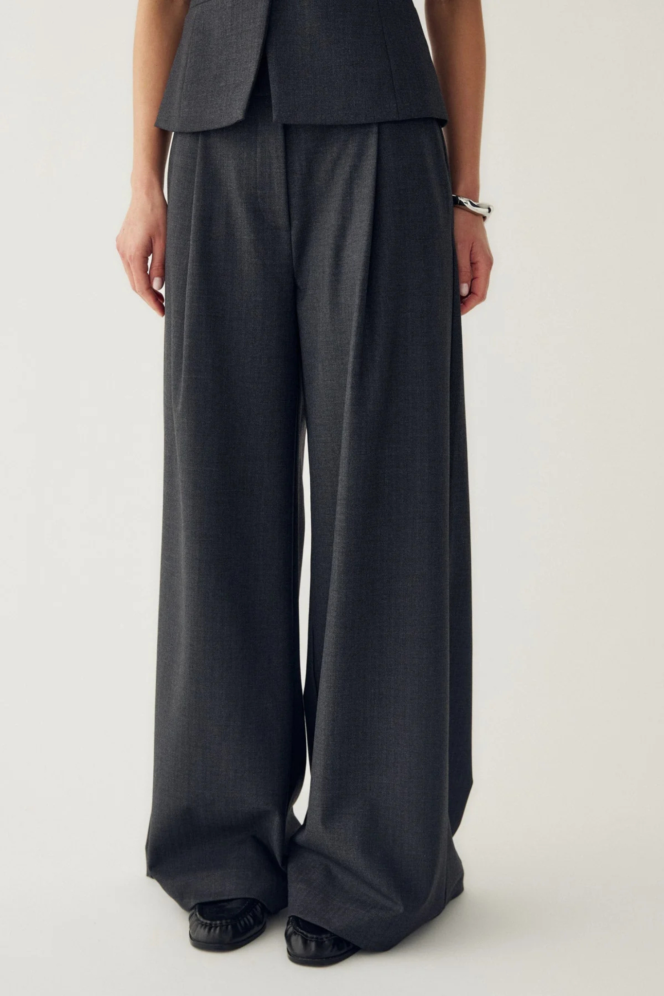 KAZIA MW PANTS - GREY HERRINGBONE