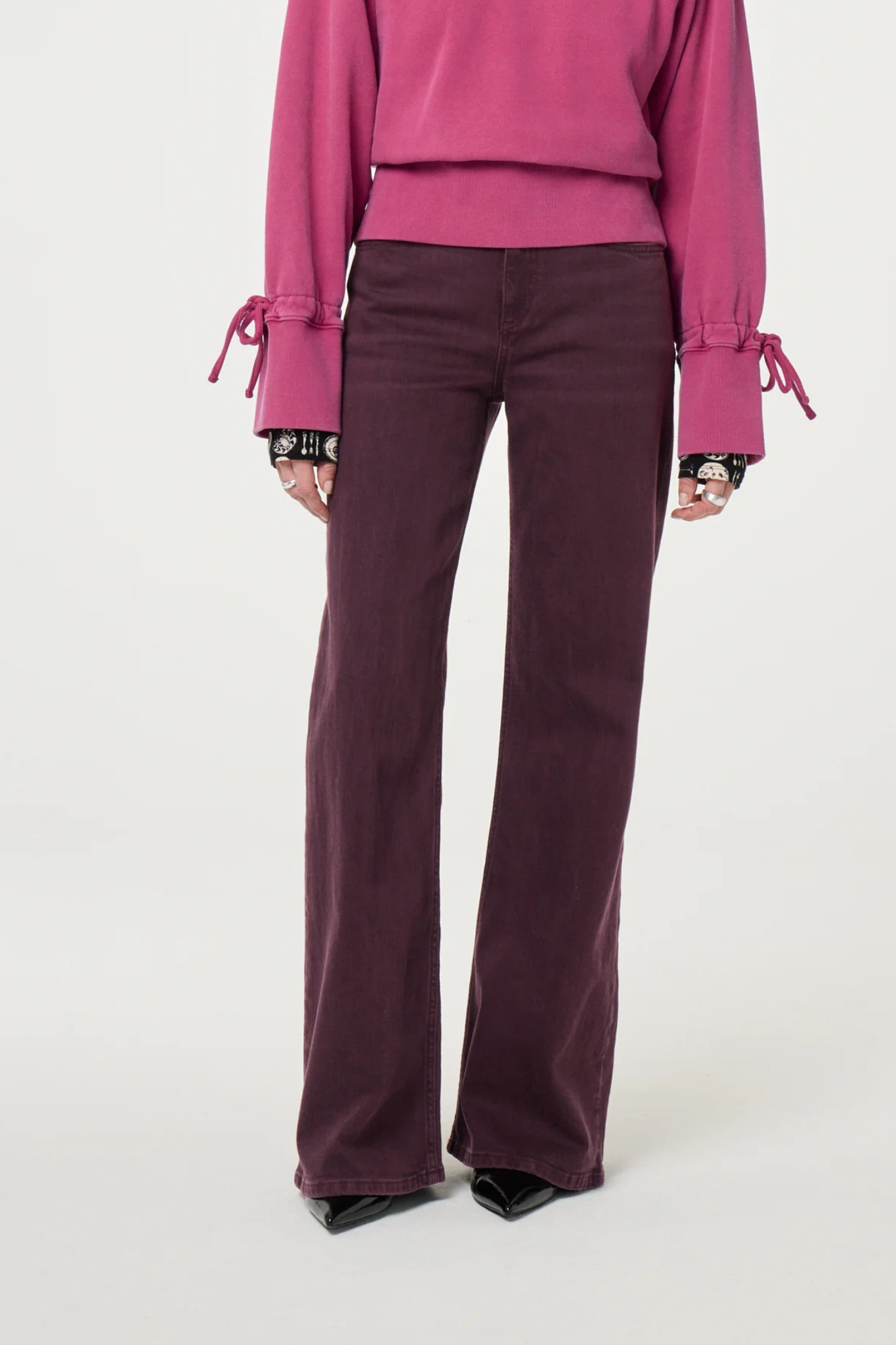 THEA WIDE LEG JEANS - DEEP BURGUNDY