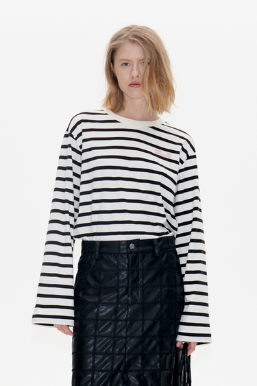 JEEVANA TOP - BLACK WHISPER STRIPE