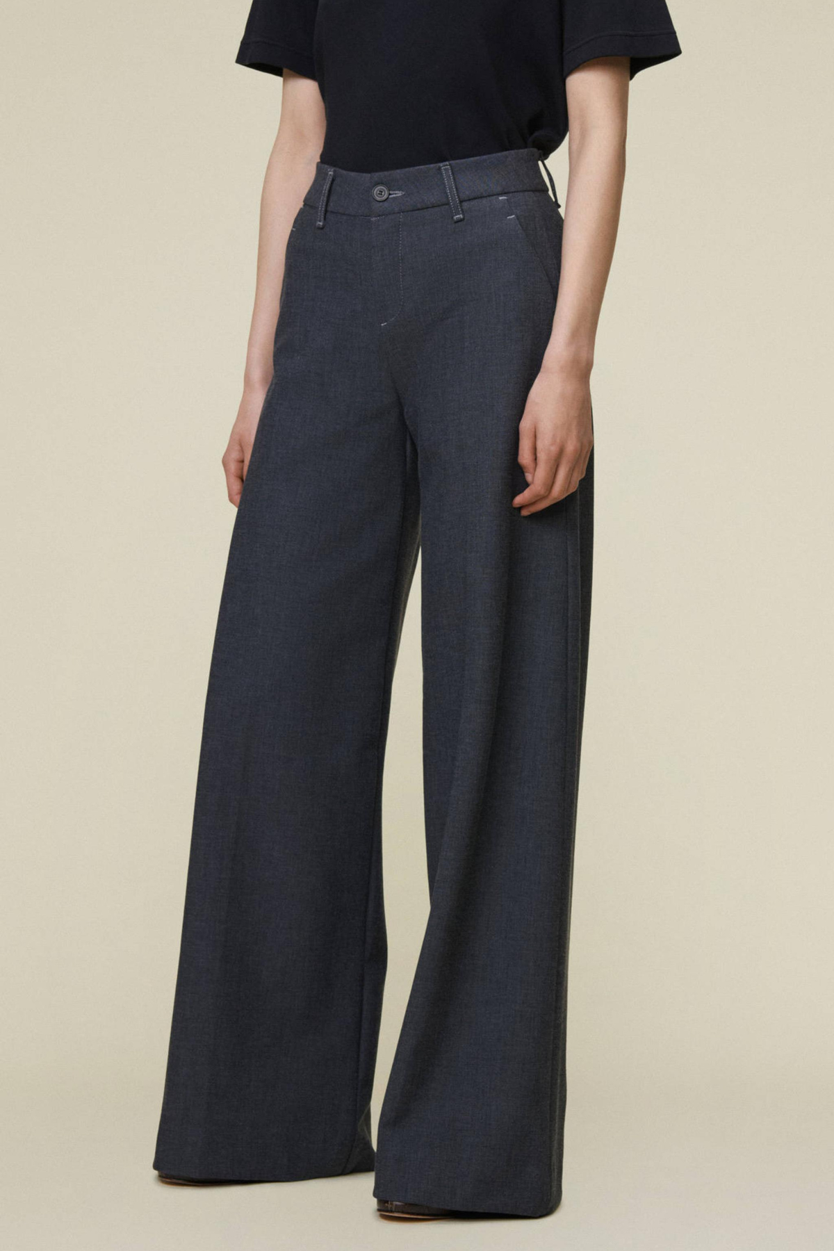 SILVIA WIDE ROBLE FLEECE PANTS - NAVY