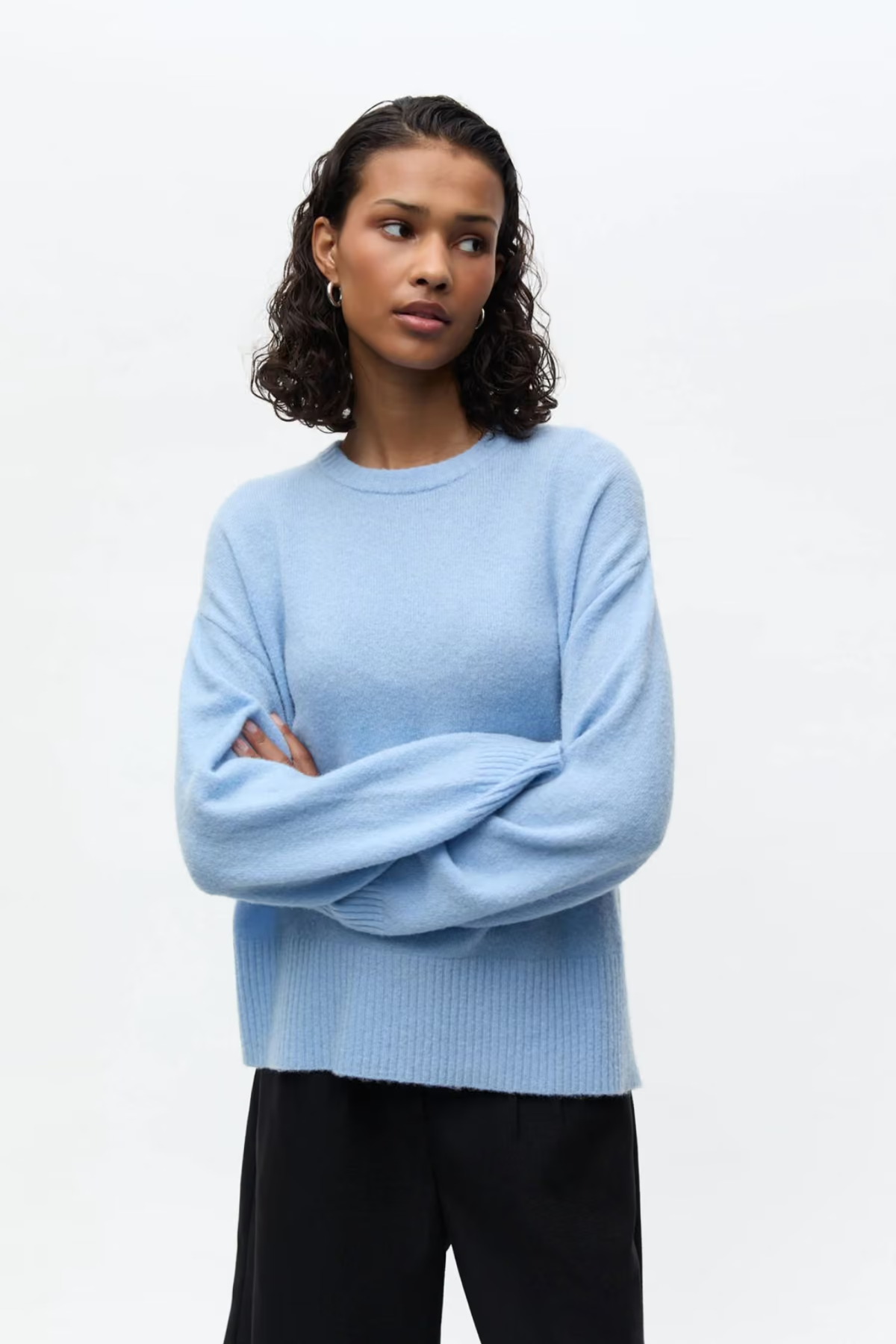 ADA LS SPLIT KNIT - POWDER BLUE