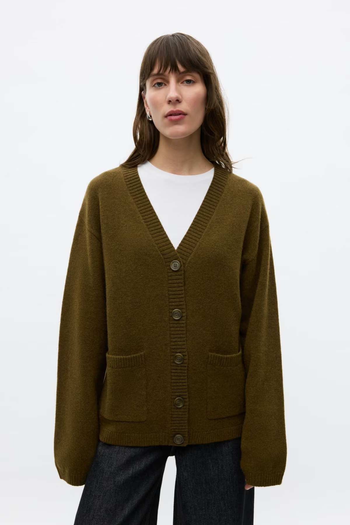 ELISE LS CARDIGAN - DARK OLIVE
