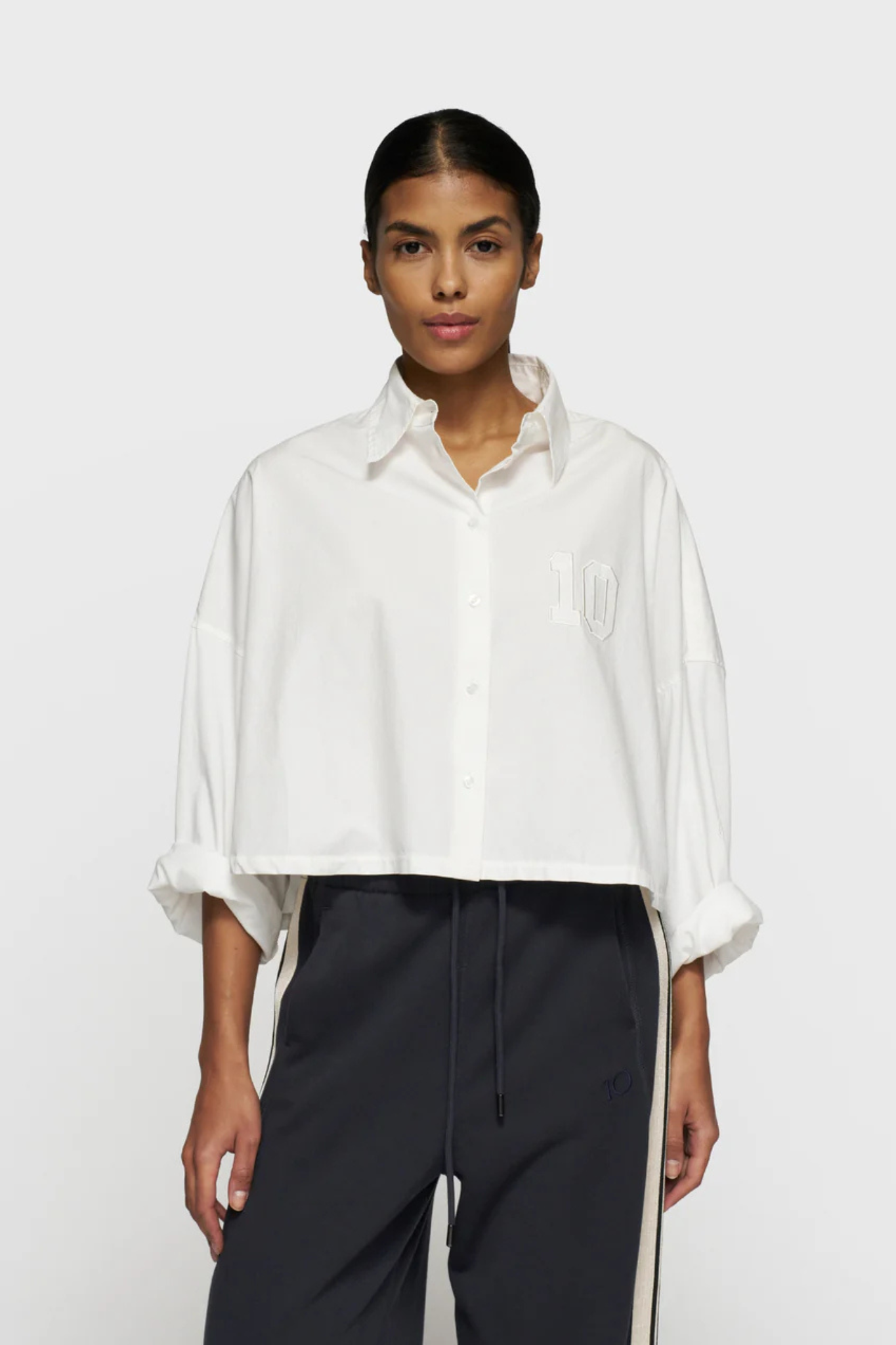 OVERSIZED CROPPED SHIRT - ECRU