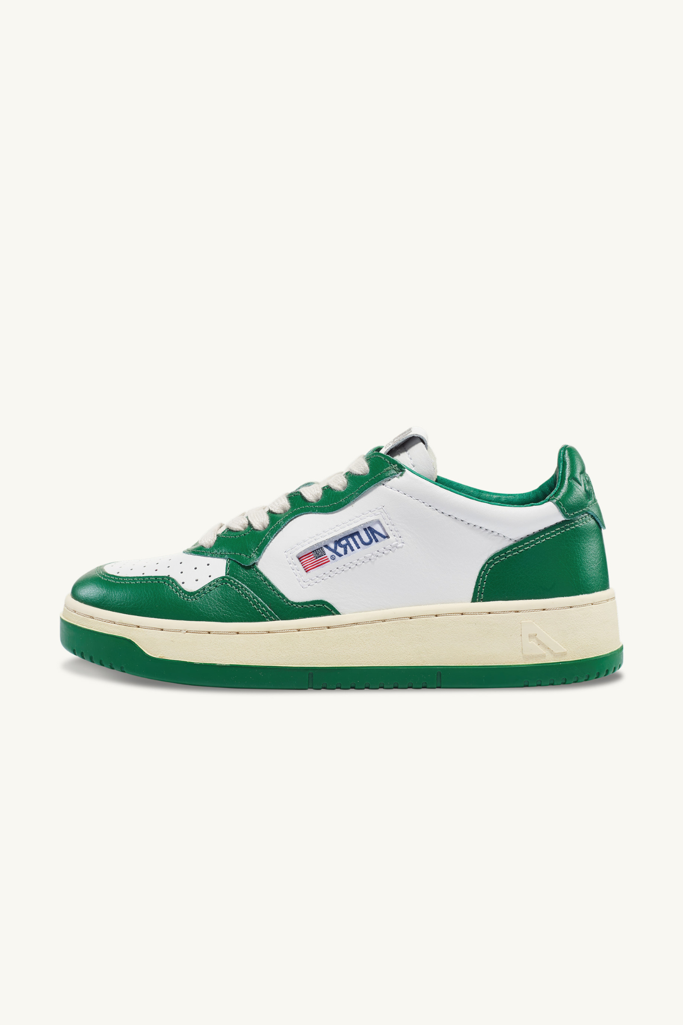 AULW-WB03 - MEDALIST LOW SNEAKERS IN TWO-TONE LEATHER COLOR WHITE AND GREEN