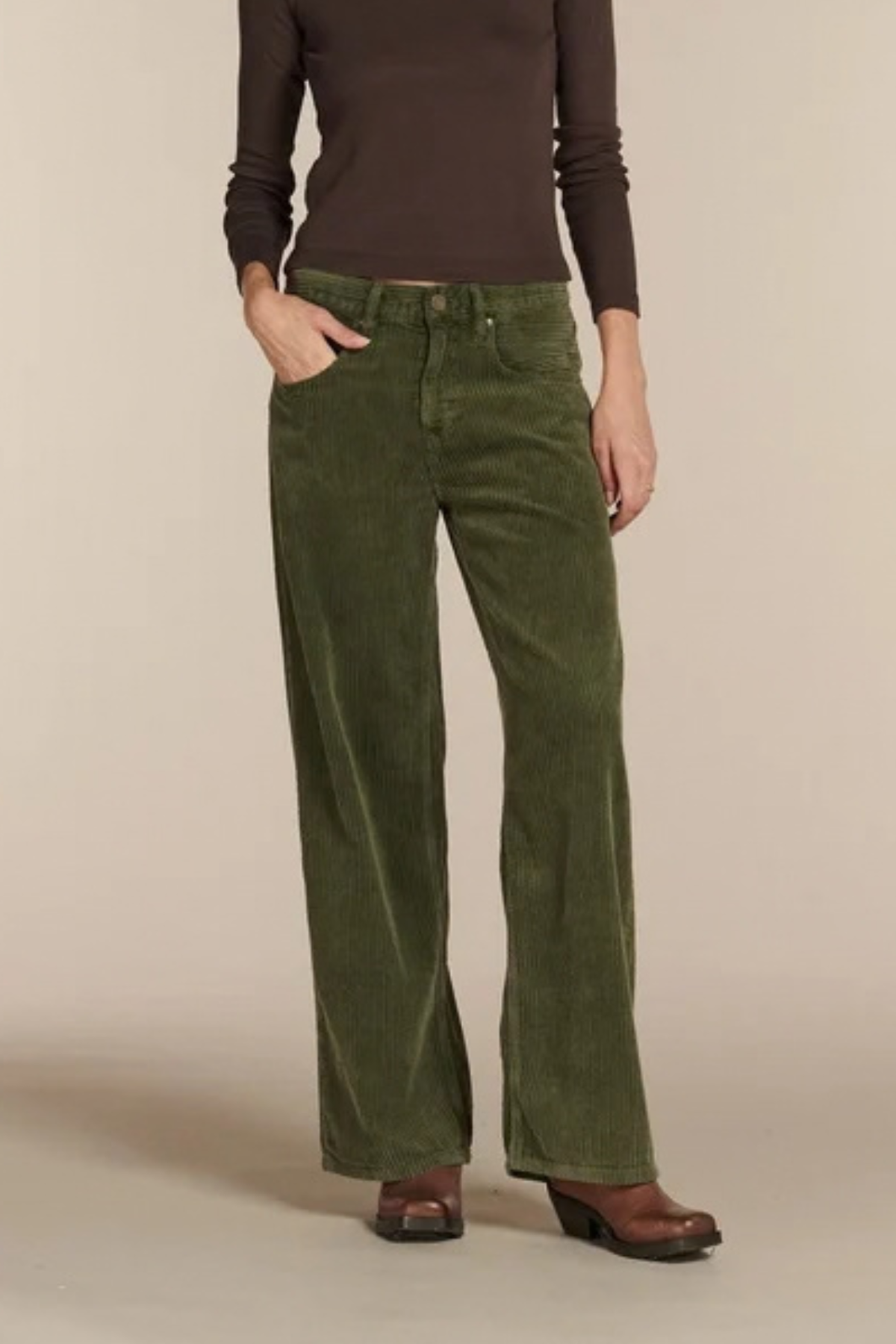 RIVER CORDUROY DYE JEANS - ARMY SAGE