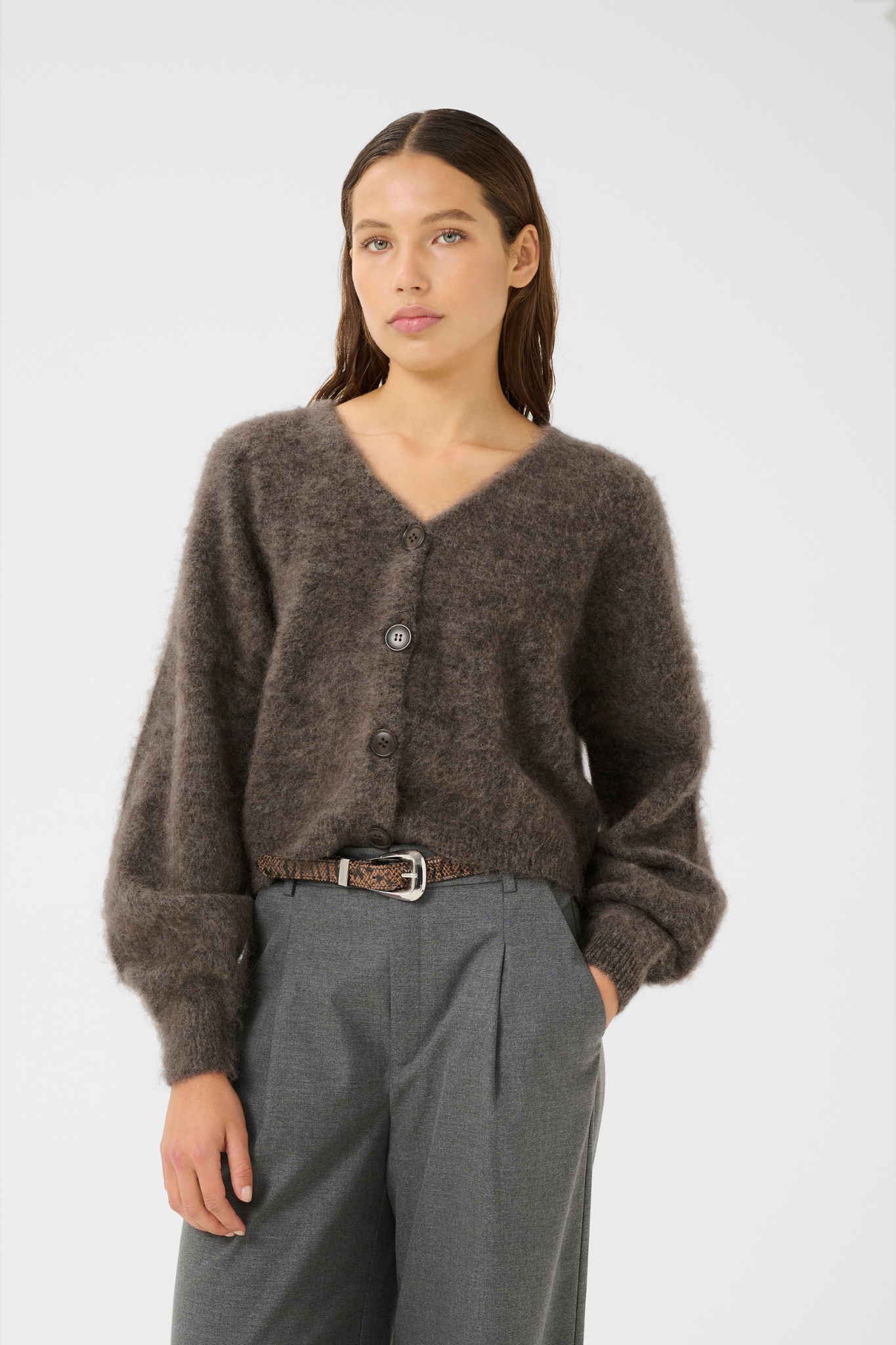 DEBBIE CARDIGAN  - CHESTNUT MELANGE