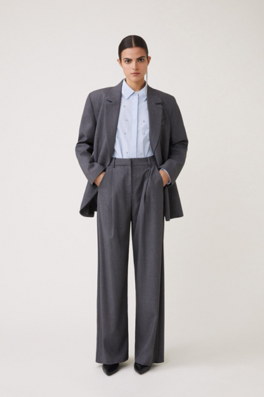 JONAS WIDE LEG PANTS - GRIS CHINE