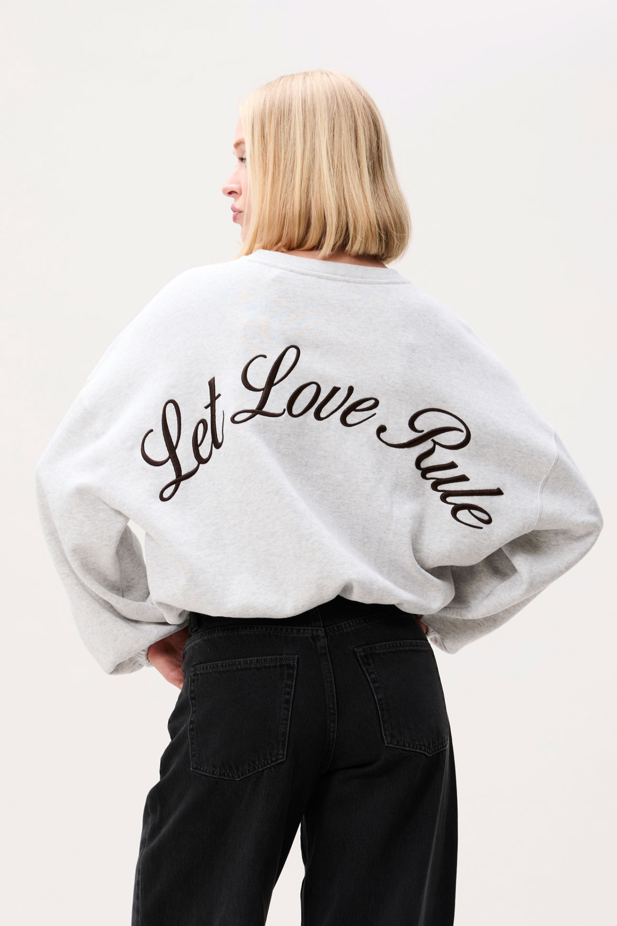 OVERSIZED GRAPIC SWEATER - LIGHT GREY MELANGE