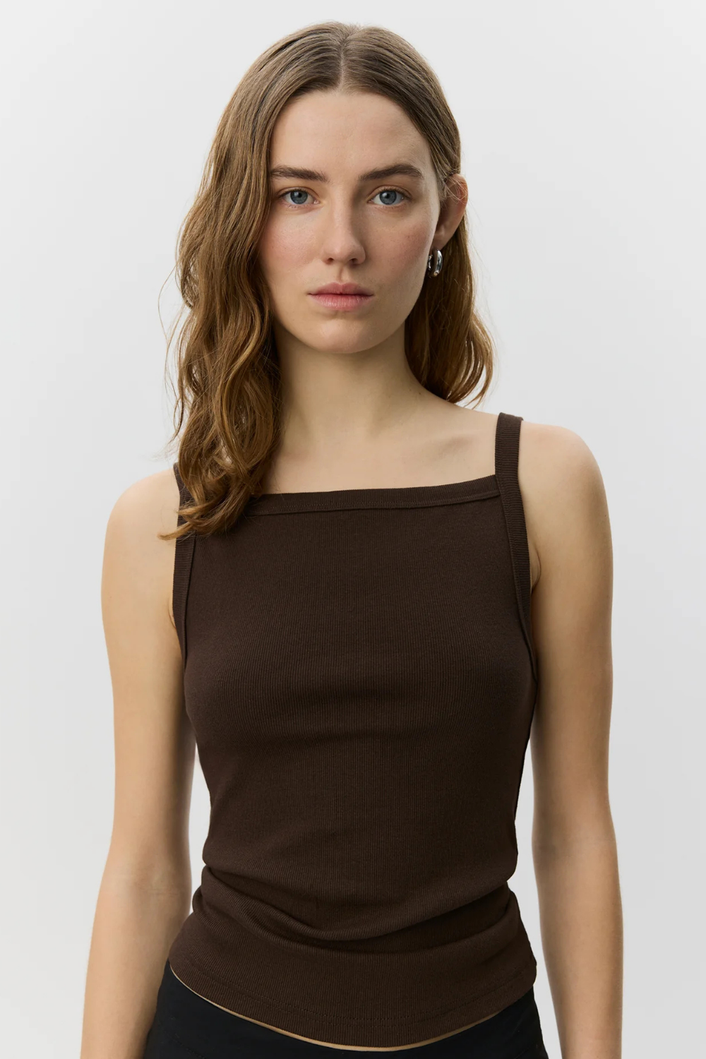 BREE RIB TANK TOP - INTENSE BROWN