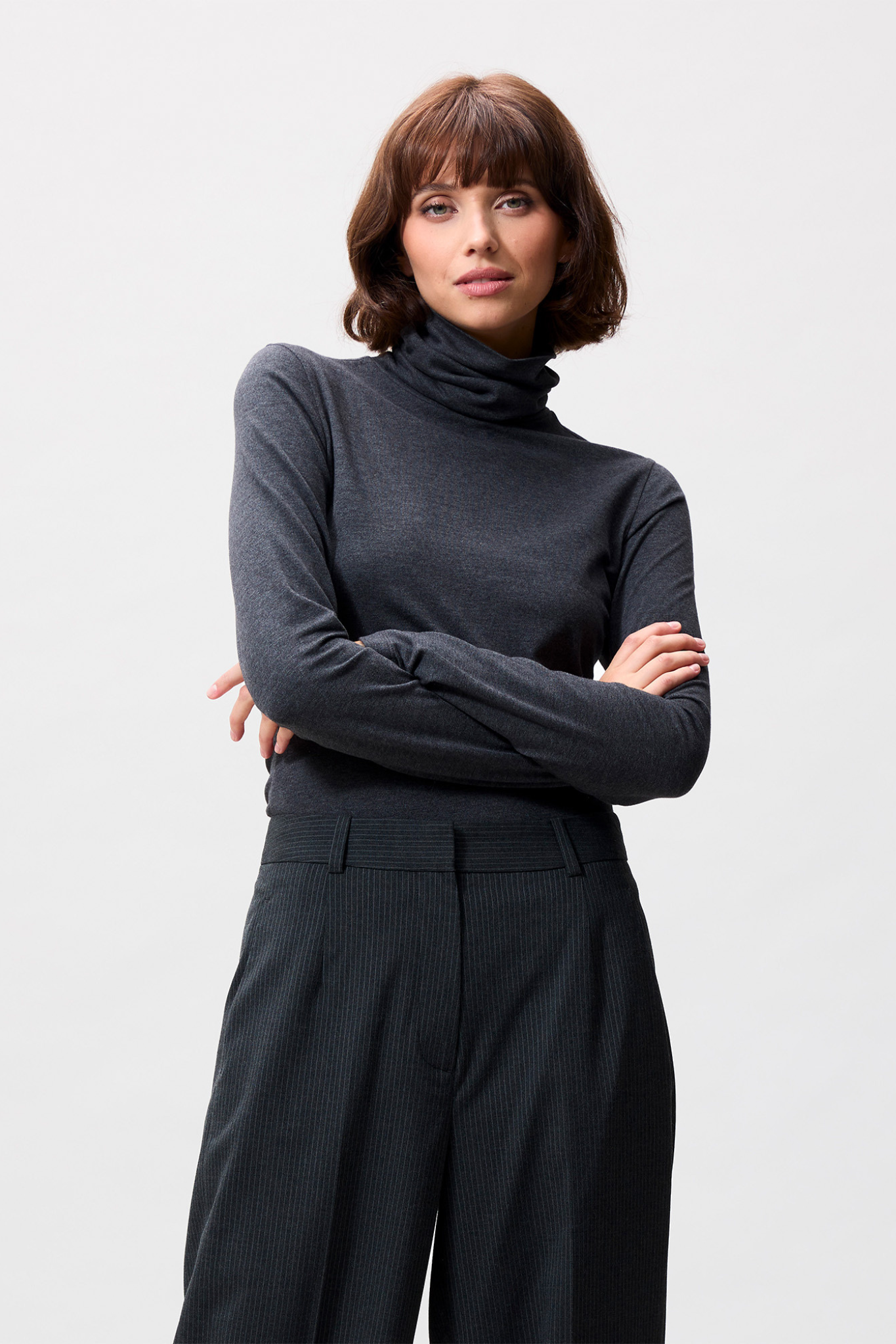 SUPER SOFT TURTLE NECK TOP - ANTRA MELANGE