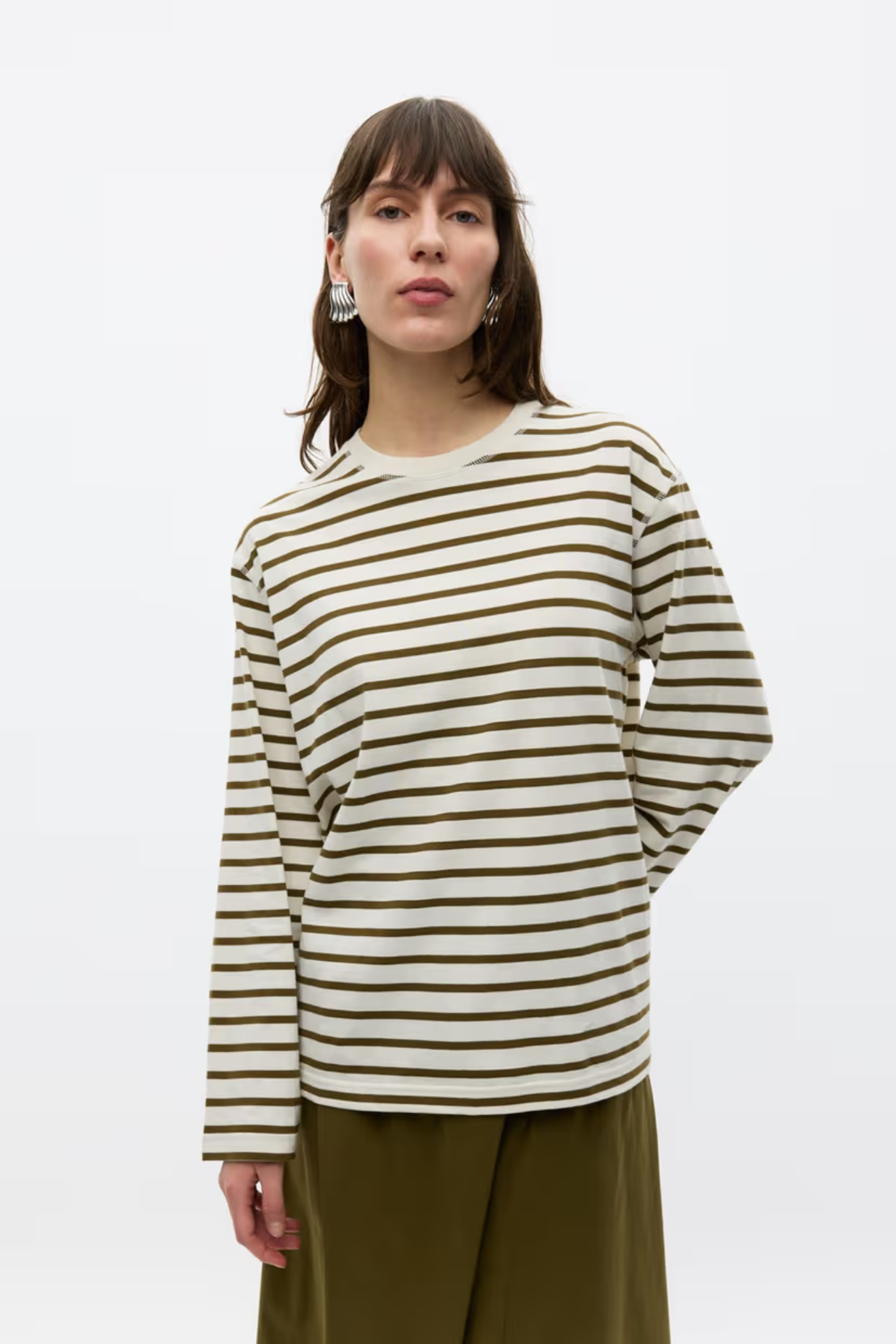 KULLA LS STRIPE T-SHIRT - OLIVE BIRCH STRIPE