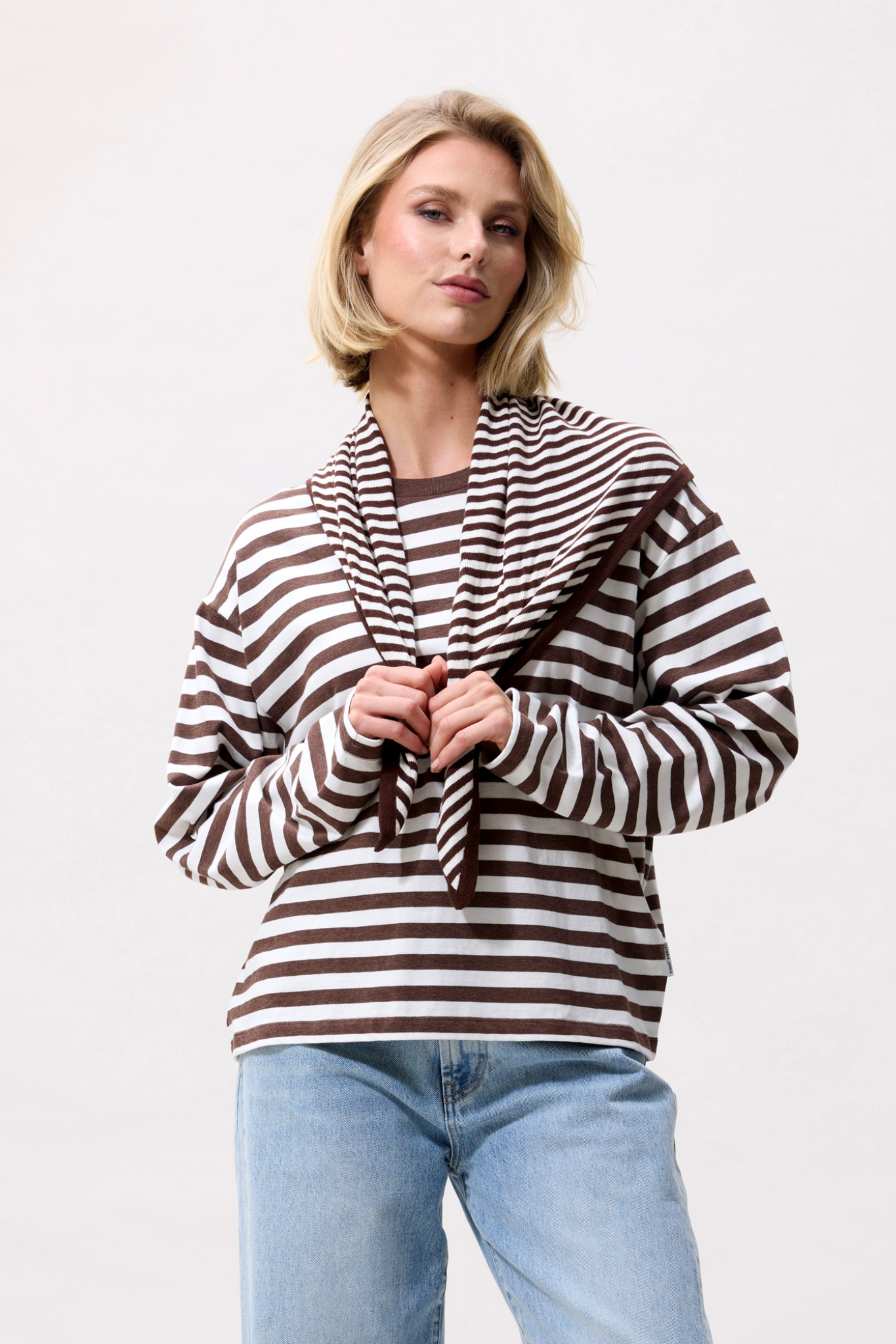STRIPED TRIANGLE SCARF - ROCKY ROAD