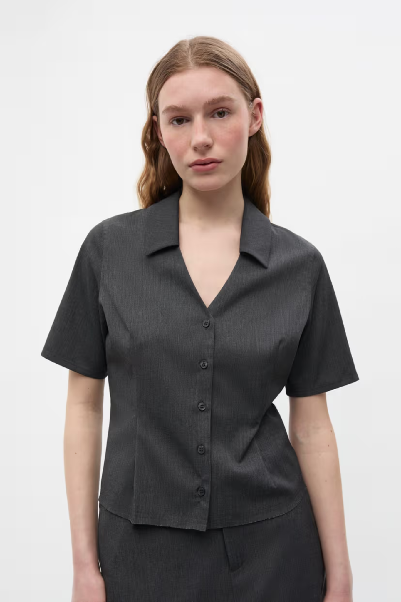ALESSIA SS SHIRT - DARK GREY MEL