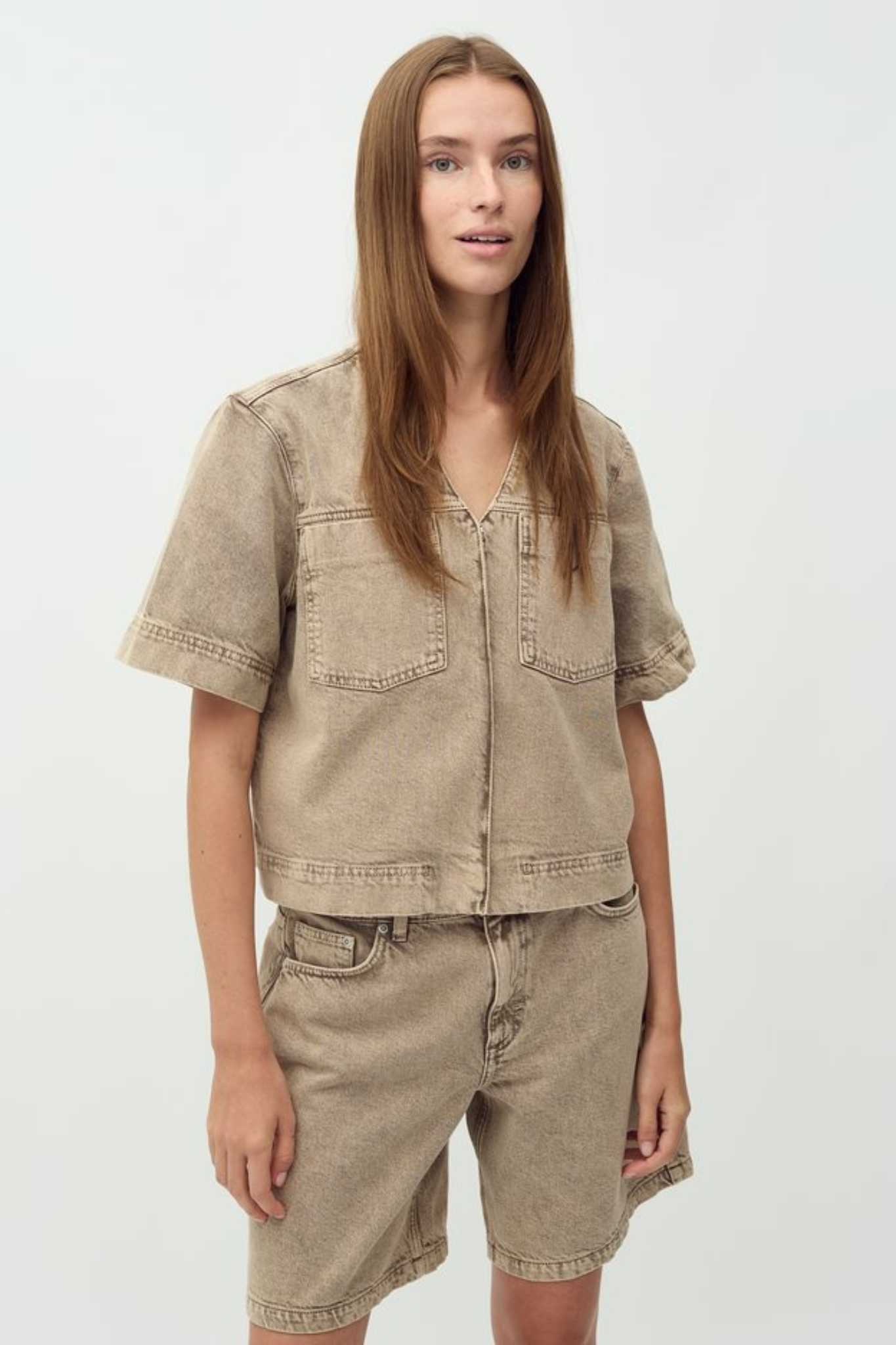 REELA MAYAFABS SHIRT - BEIGE WASHED DENIM