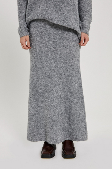 FILINE KNIT SKIRT - LIGHT GREY MELANGE