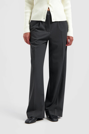 TAILORED WIDE LEG PANTS - HEATHER GREY