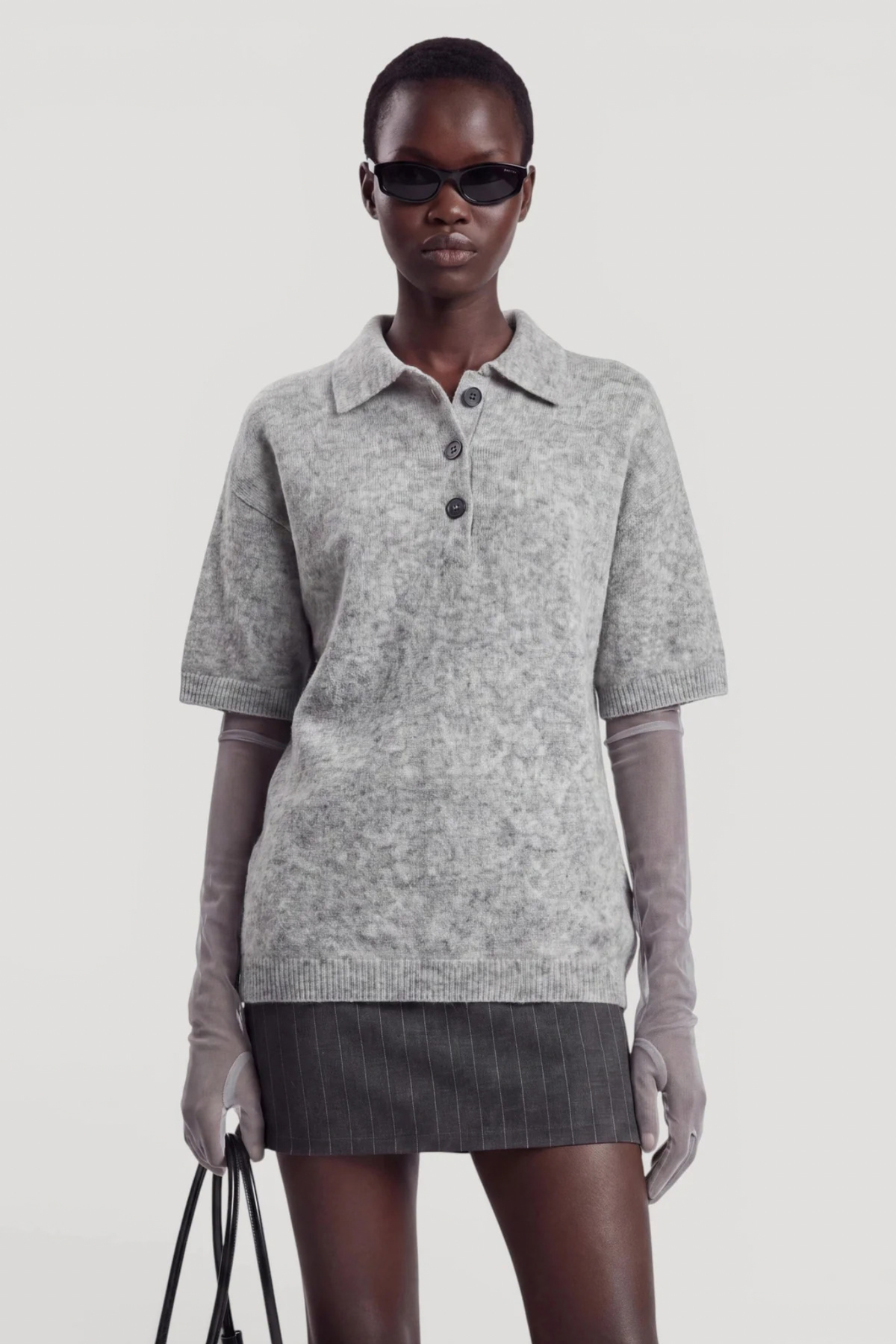 CALLIE POLO SHIRT - LIGHT GREY