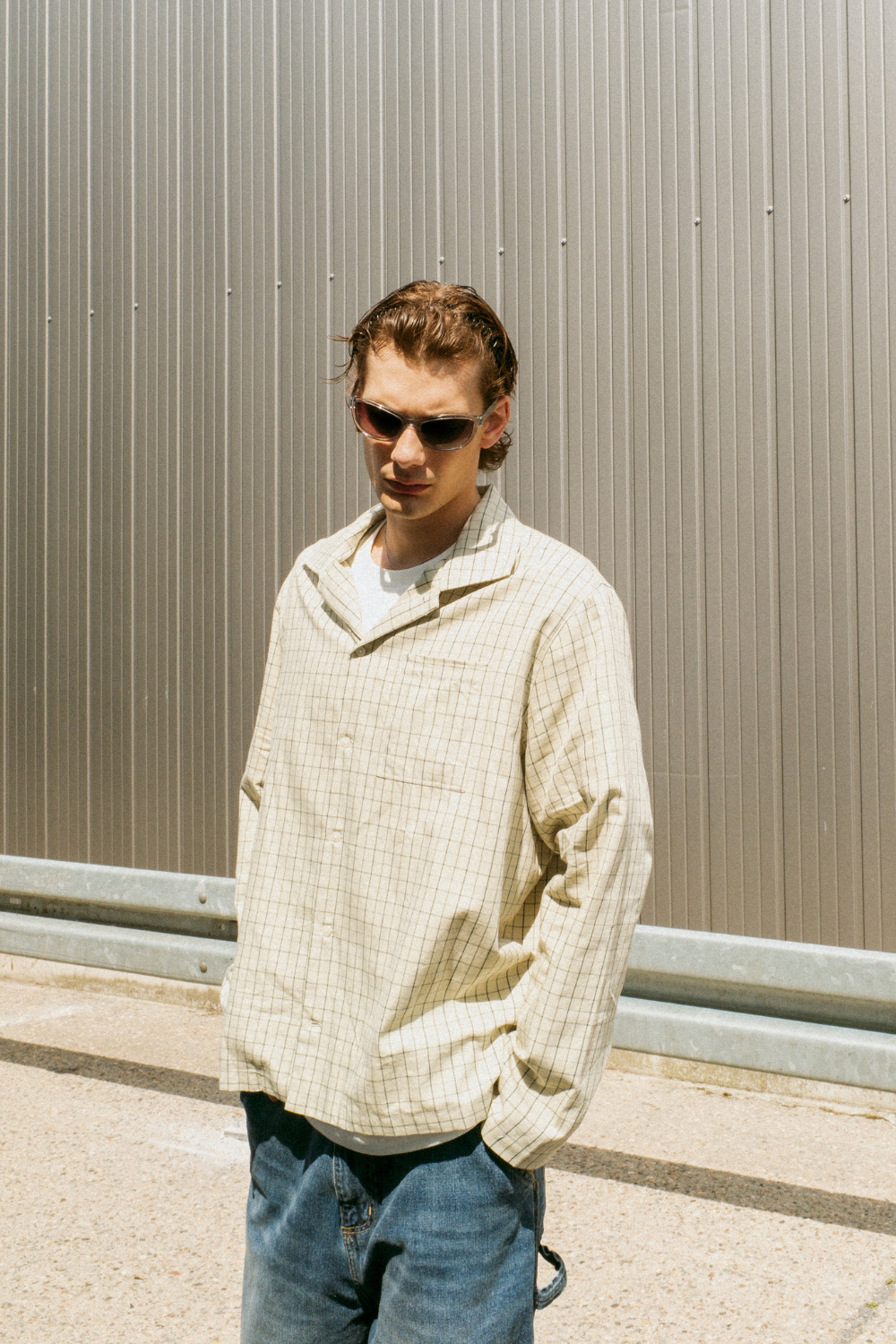 CHECKED TSR SHIRT - WASHED GREEN