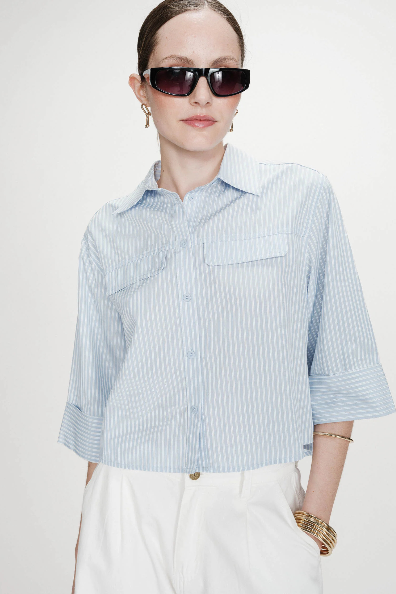 VOICE STRIPED SHIRT - CIEL