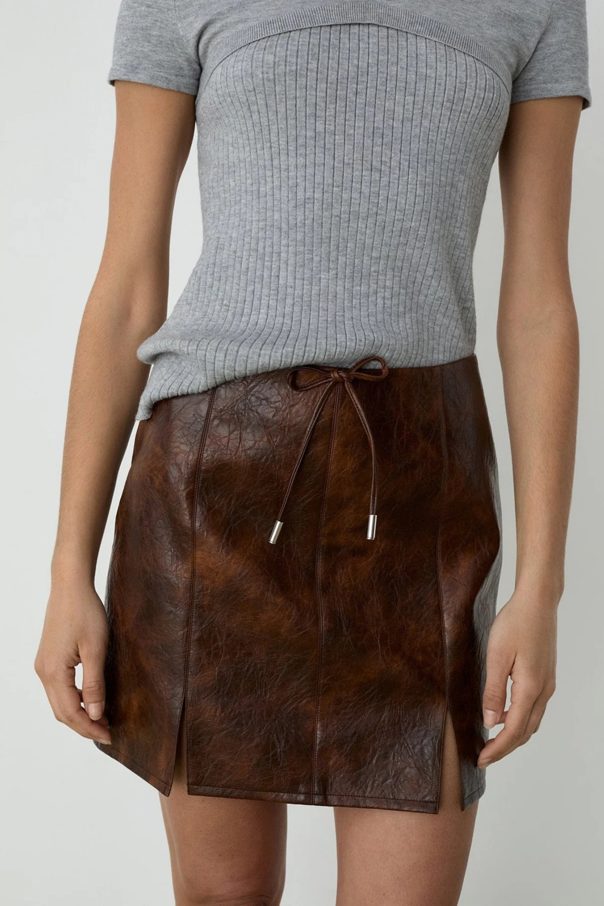 JUNA SHORT SKIRT - BROWN