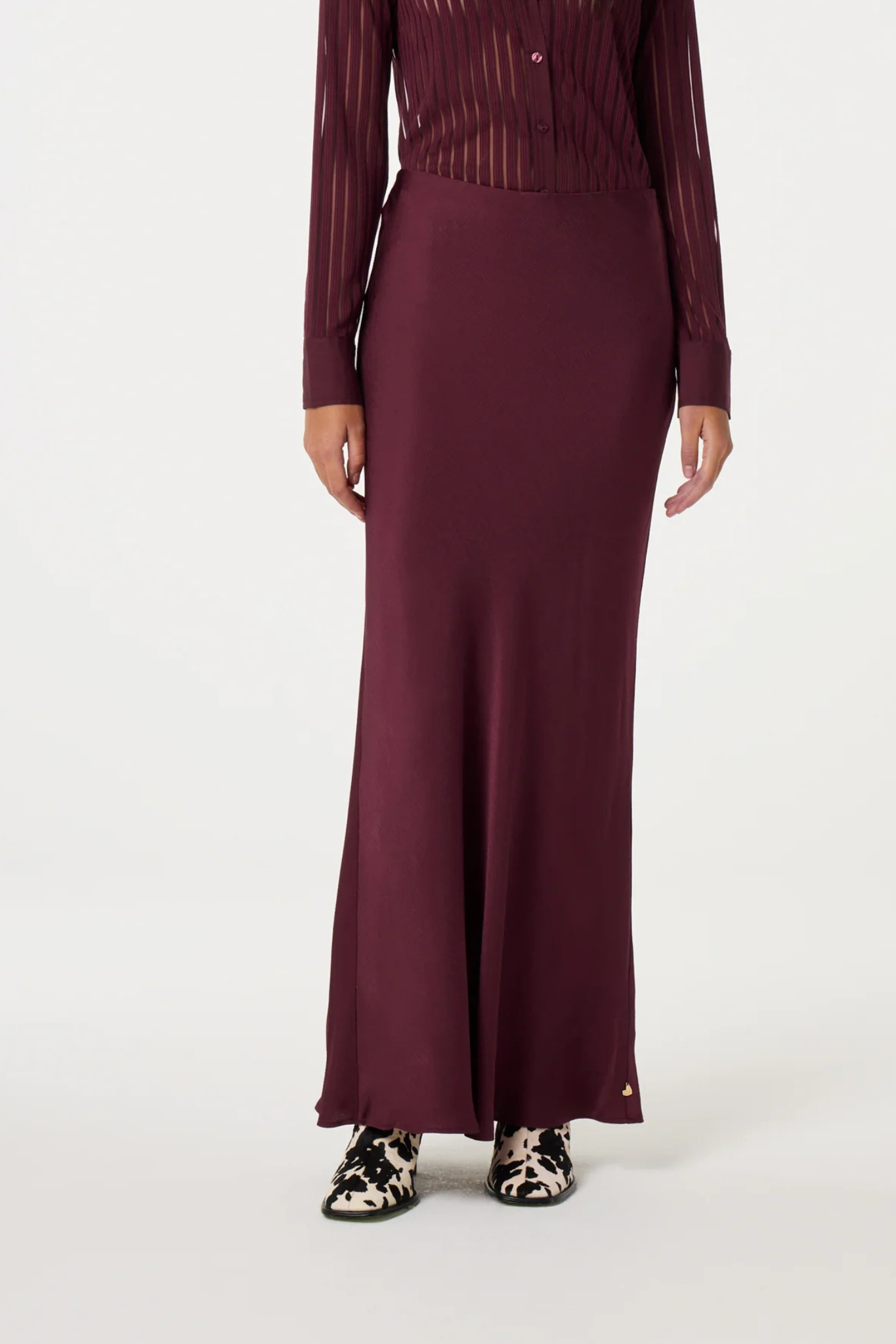LAURENT MAXI SKIRT - DEEP BURGUNDY