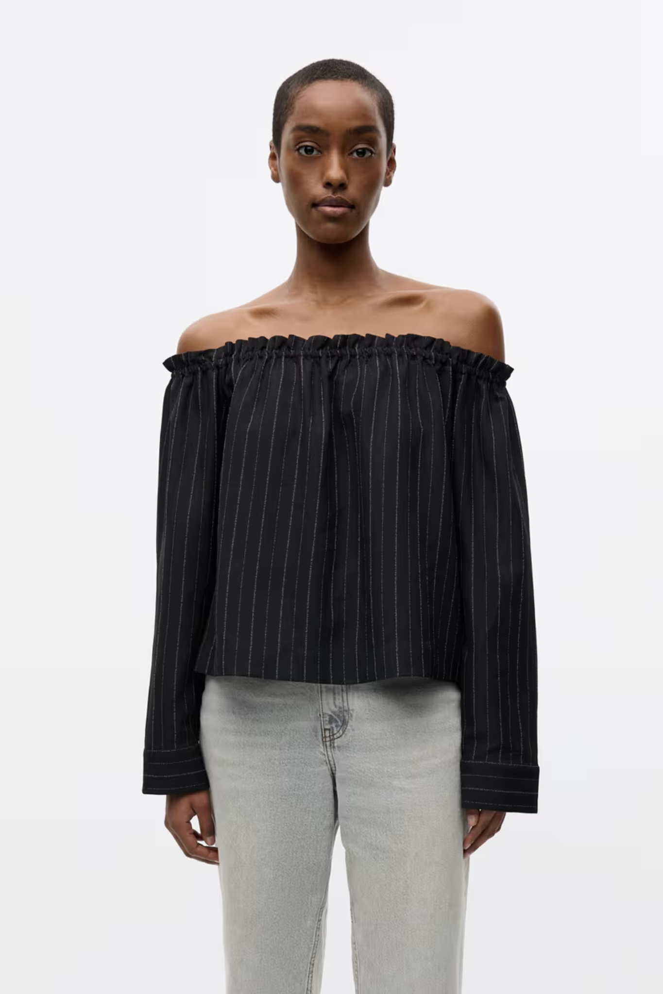 ENHARRIET LS TOP - BLACK PINSTRIPE