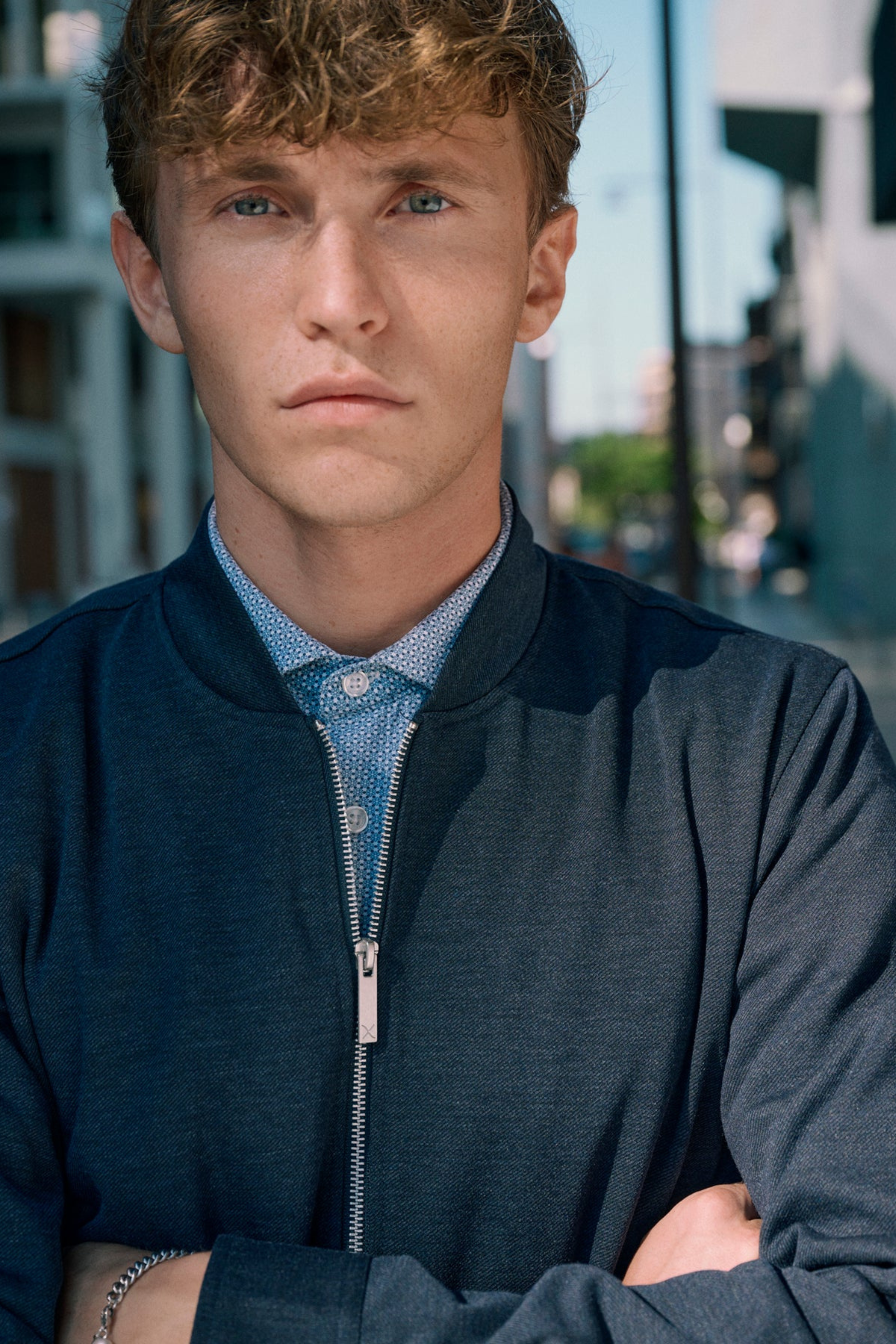 BRENDON JERSEY JACKET - NAVY
