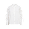 Co'Couture white shirt with bows on sleeve. Front flatlay view