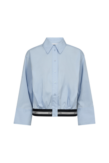 COTTON CRISP LOGO CROP SHIRT - PALE BLUE