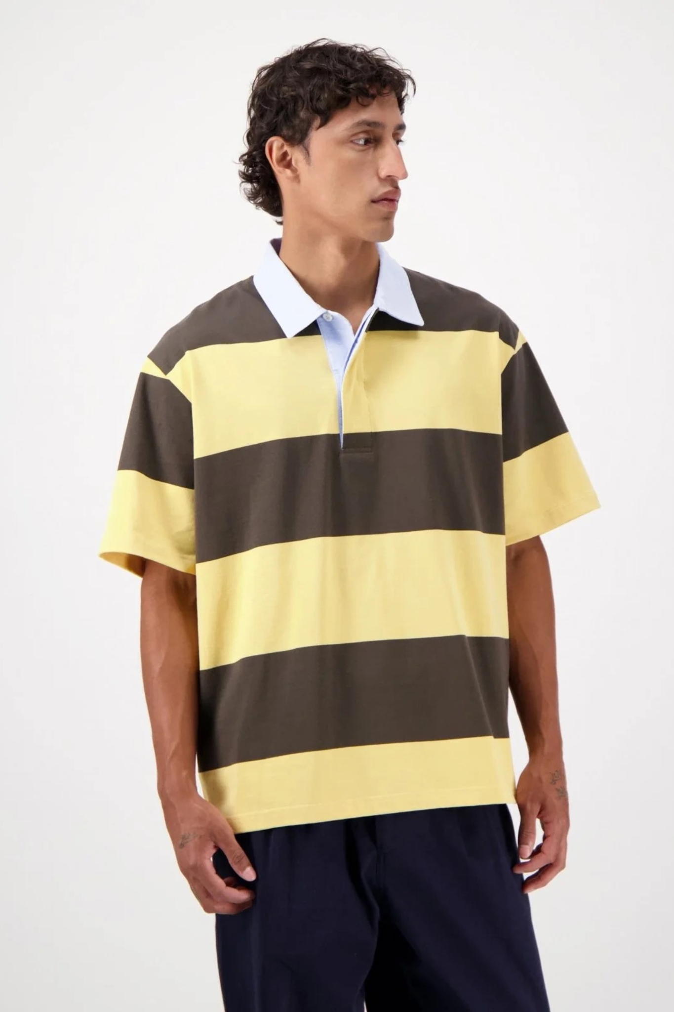 SOLEIL POLO - YELLOW GREY STRIPE