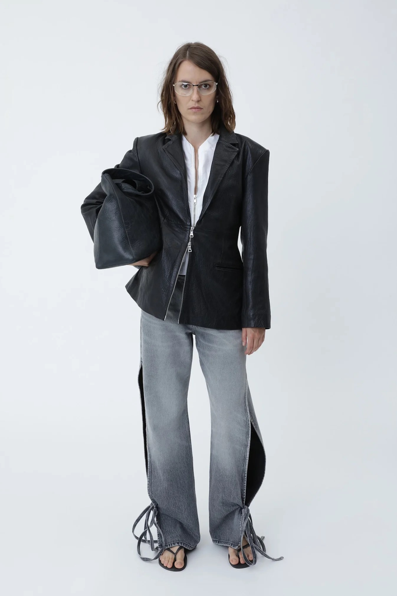 BAGGY STRING JEANS - SIM GREY