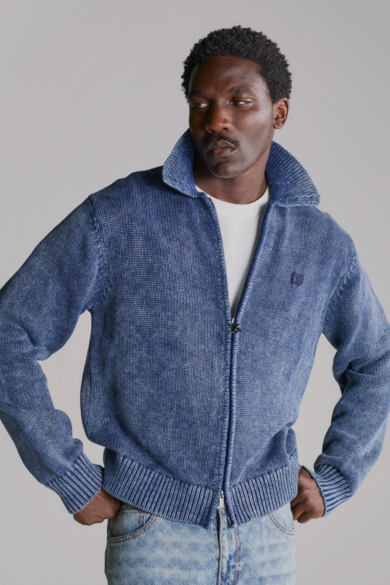 INDIGO KNIT CARDIGAN - INDIGO