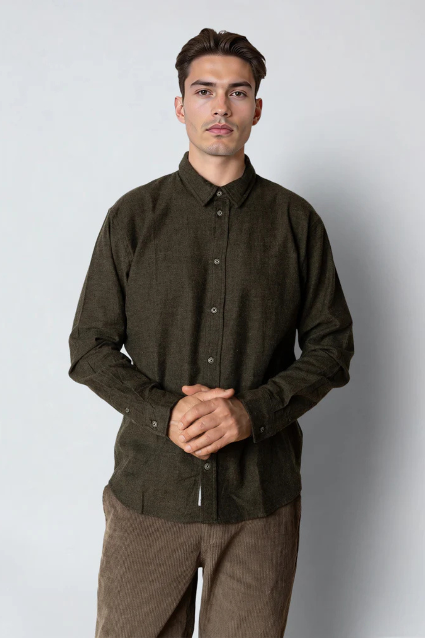 RUSSEL FLANNEL SHIRT - ARMY MELANGE