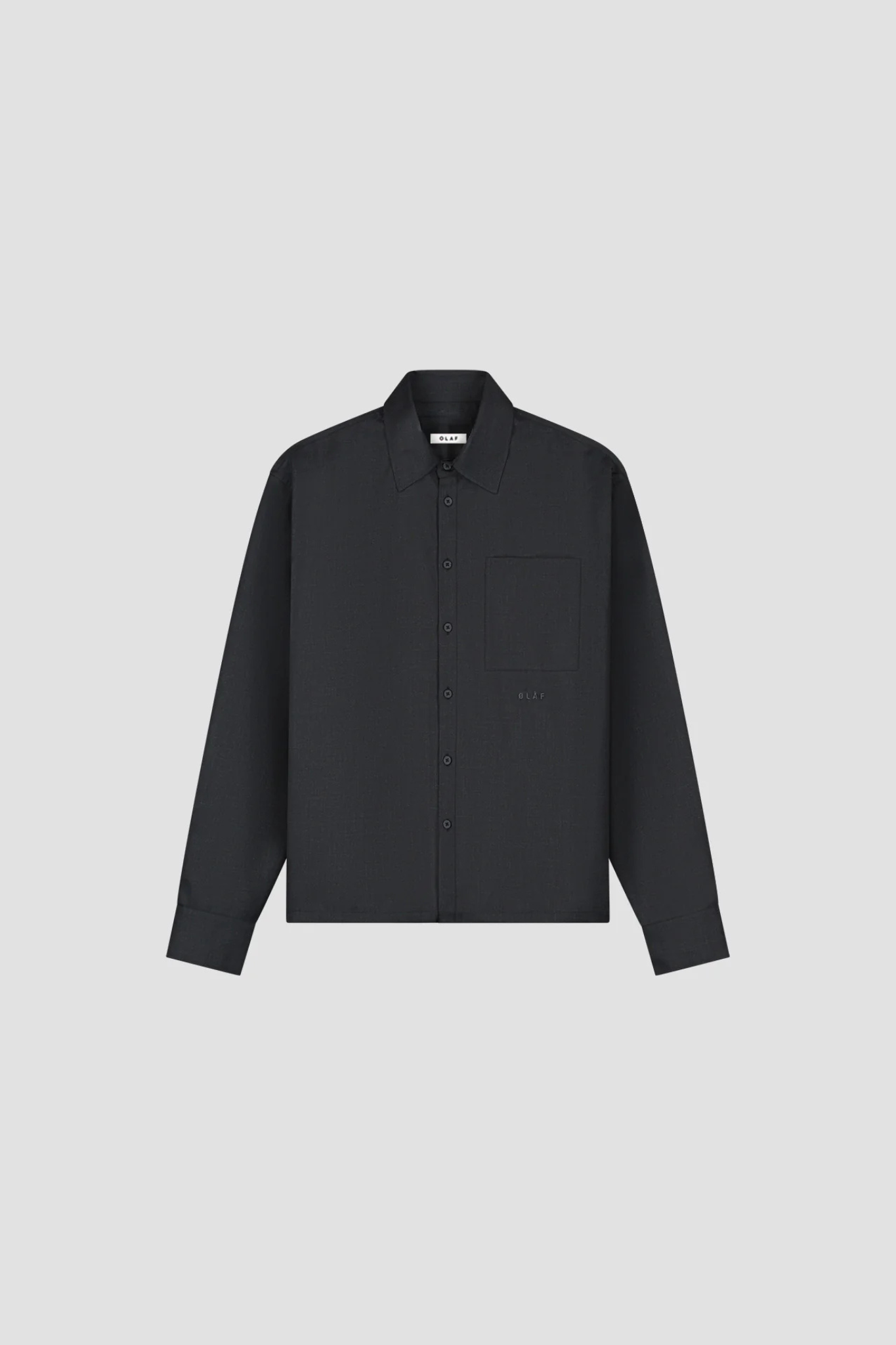 WOOL BLEND BOXY SHIRT - CHARCOAL