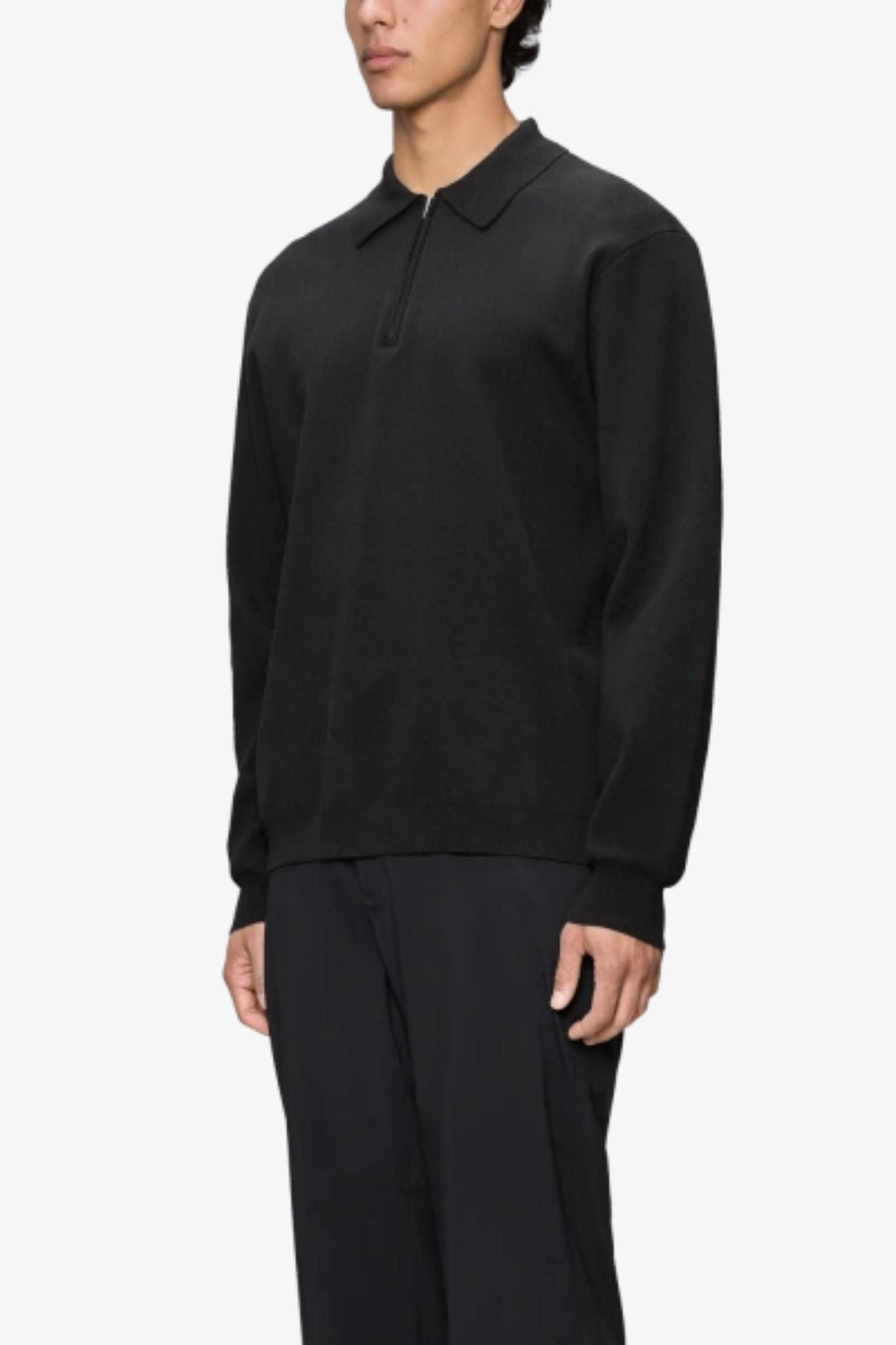 LONG SLEEVE POLO - BLACK