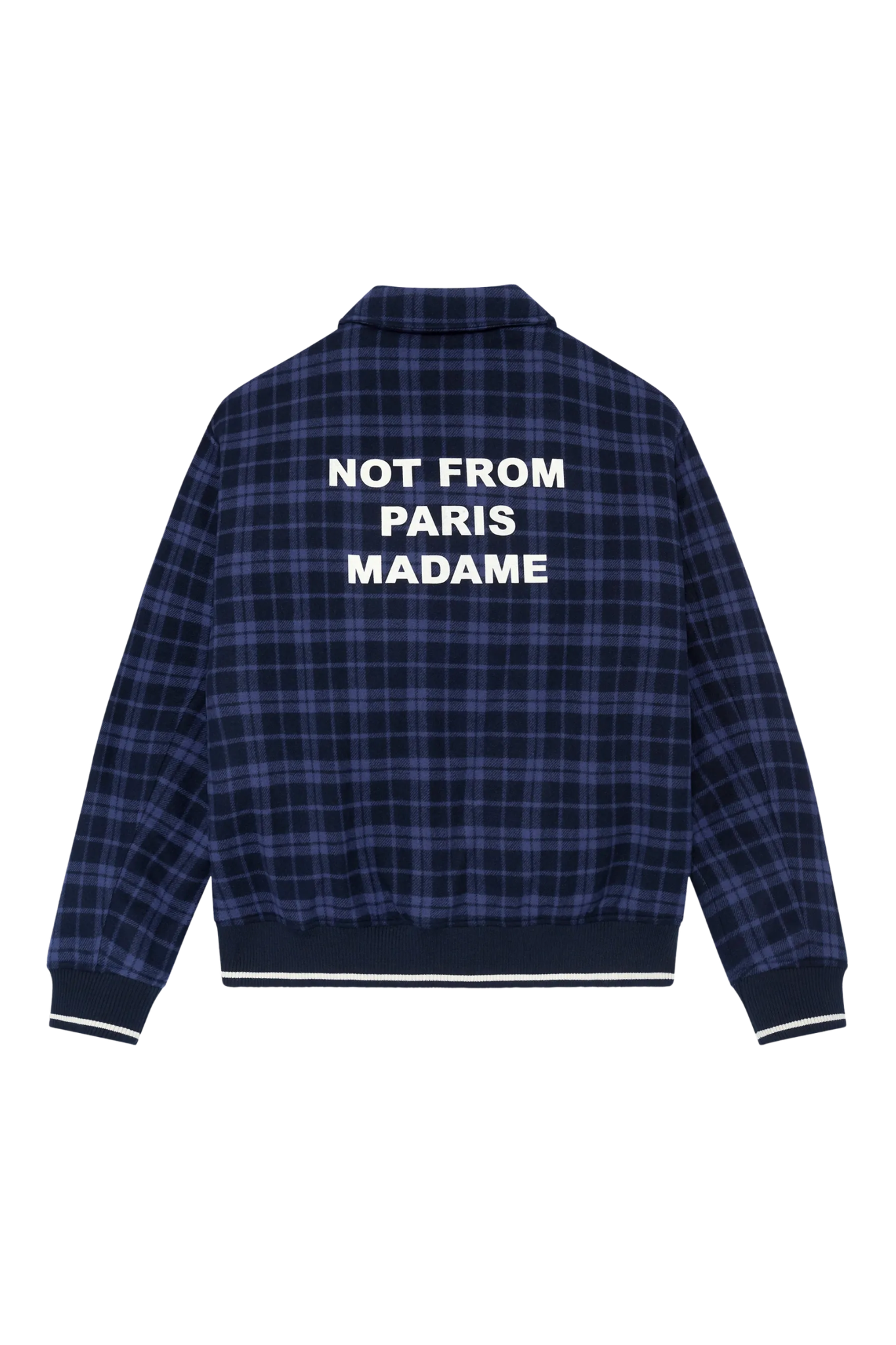 CHECK FLANNEL WITH SLOGAN JACKET  - NAVY